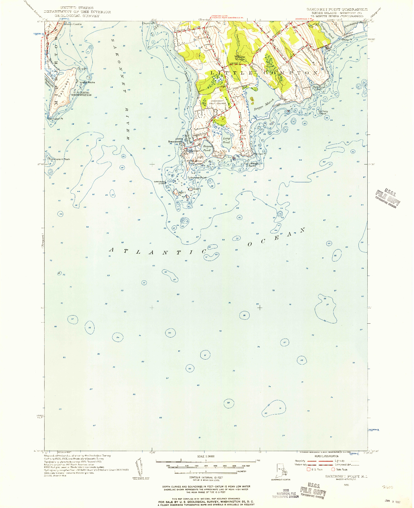 USGS 1:24000-SCALE QUADRANGLE FOR SAKONNET POINT, RI 1955