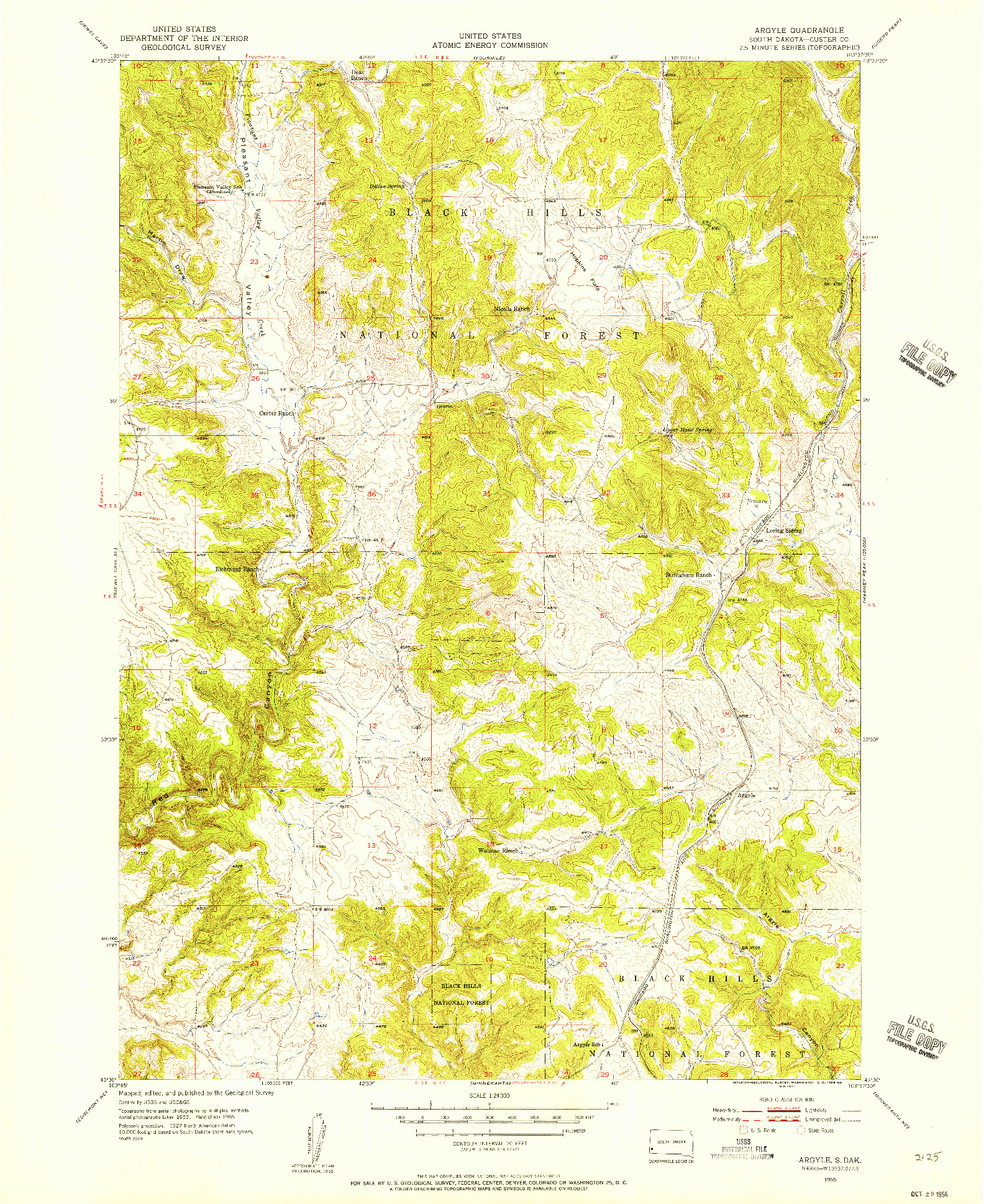 USGS 1:24000-SCALE QUADRANGLE FOR ARGYLE, SD 1955