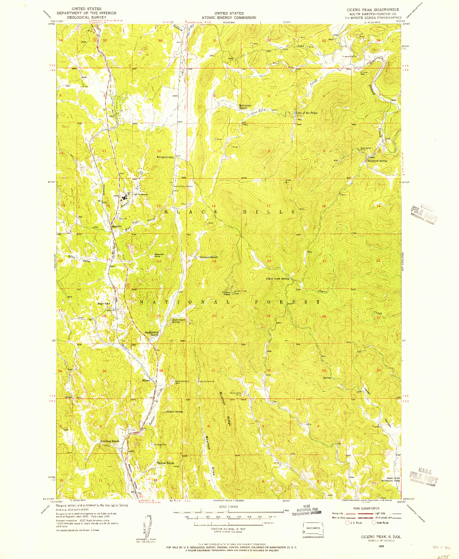 USGS 1:24000-SCALE QUADRANGLE FOR CICERO PEAK, SD 1955