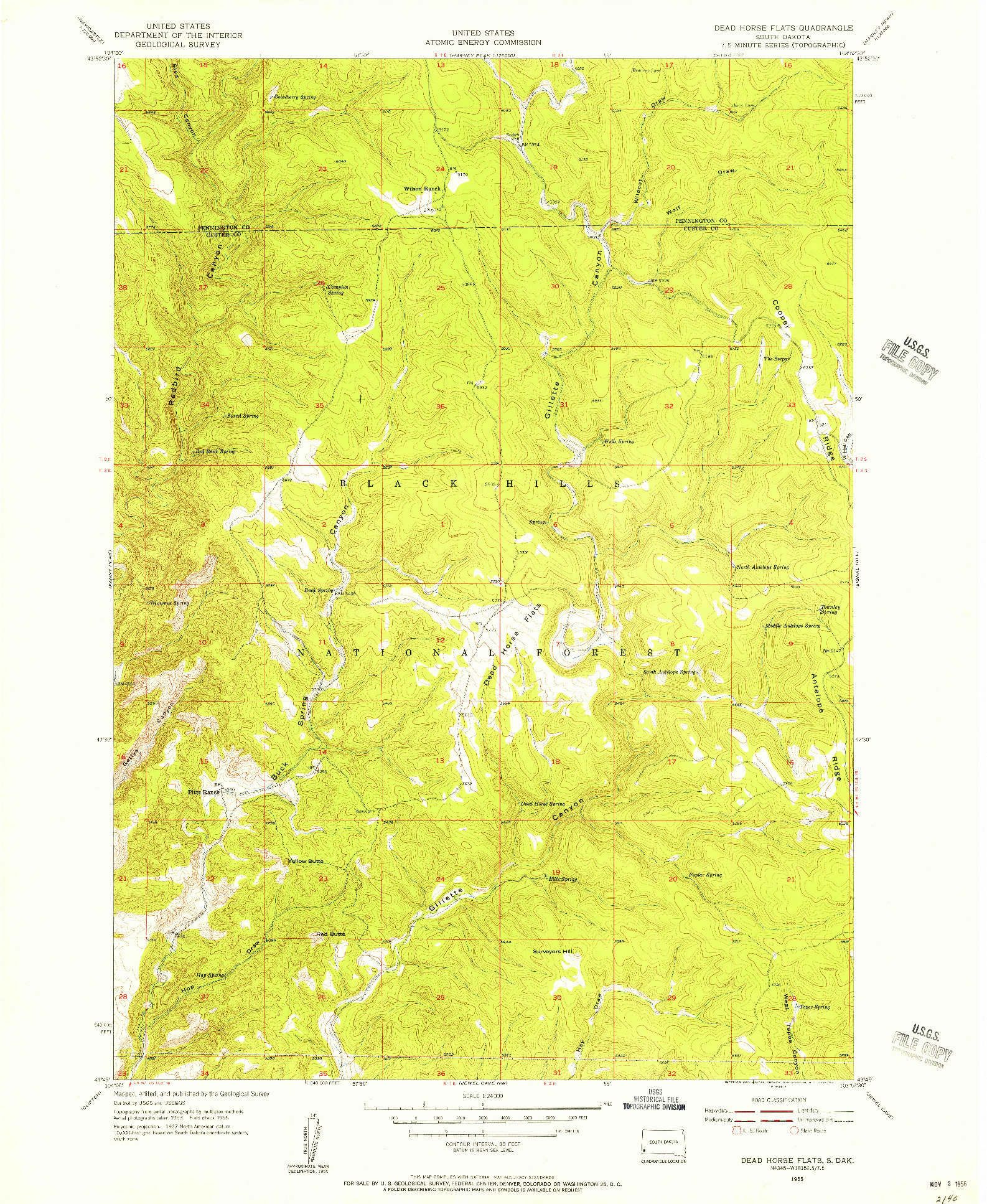 USGS 1:24000-SCALE QUADRANGLE FOR DEAD HORSE FLATS, SD 1955