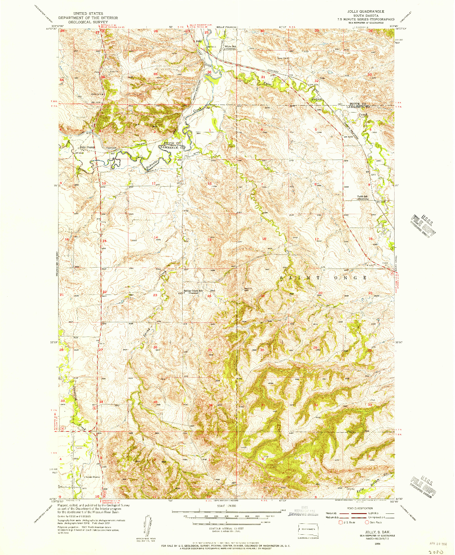 USGS 1:24000-SCALE QUADRANGLE FOR JOLLY, SD 1954