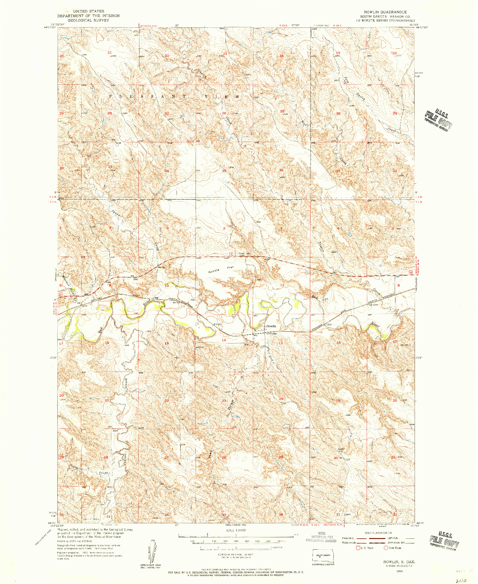 USGS 1:24000-SCALE QUADRANGLE FOR NOWLIN, SD 1954