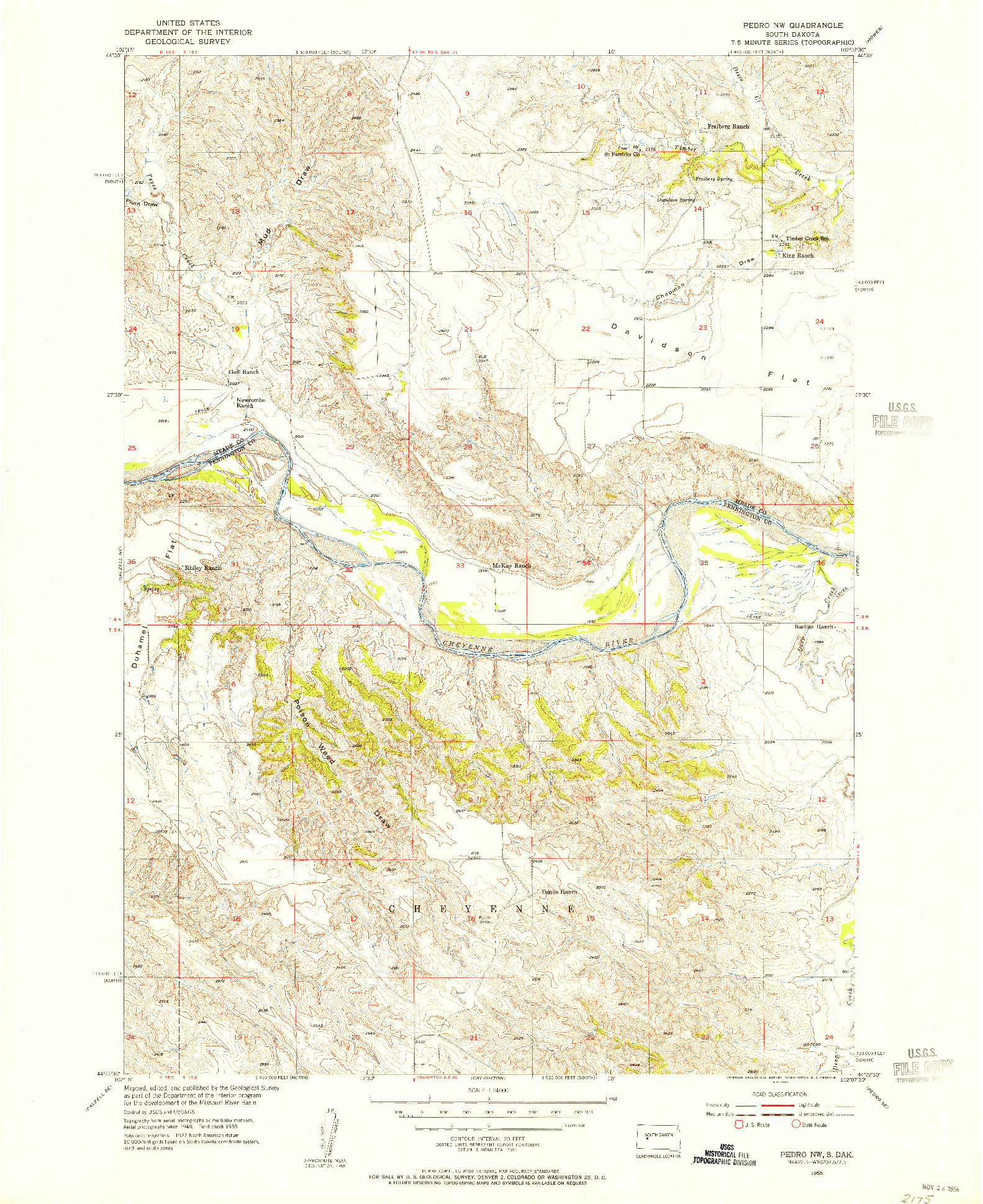 USGS 1:24000-SCALE QUADRANGLE FOR PEDRO NW, SD 1955