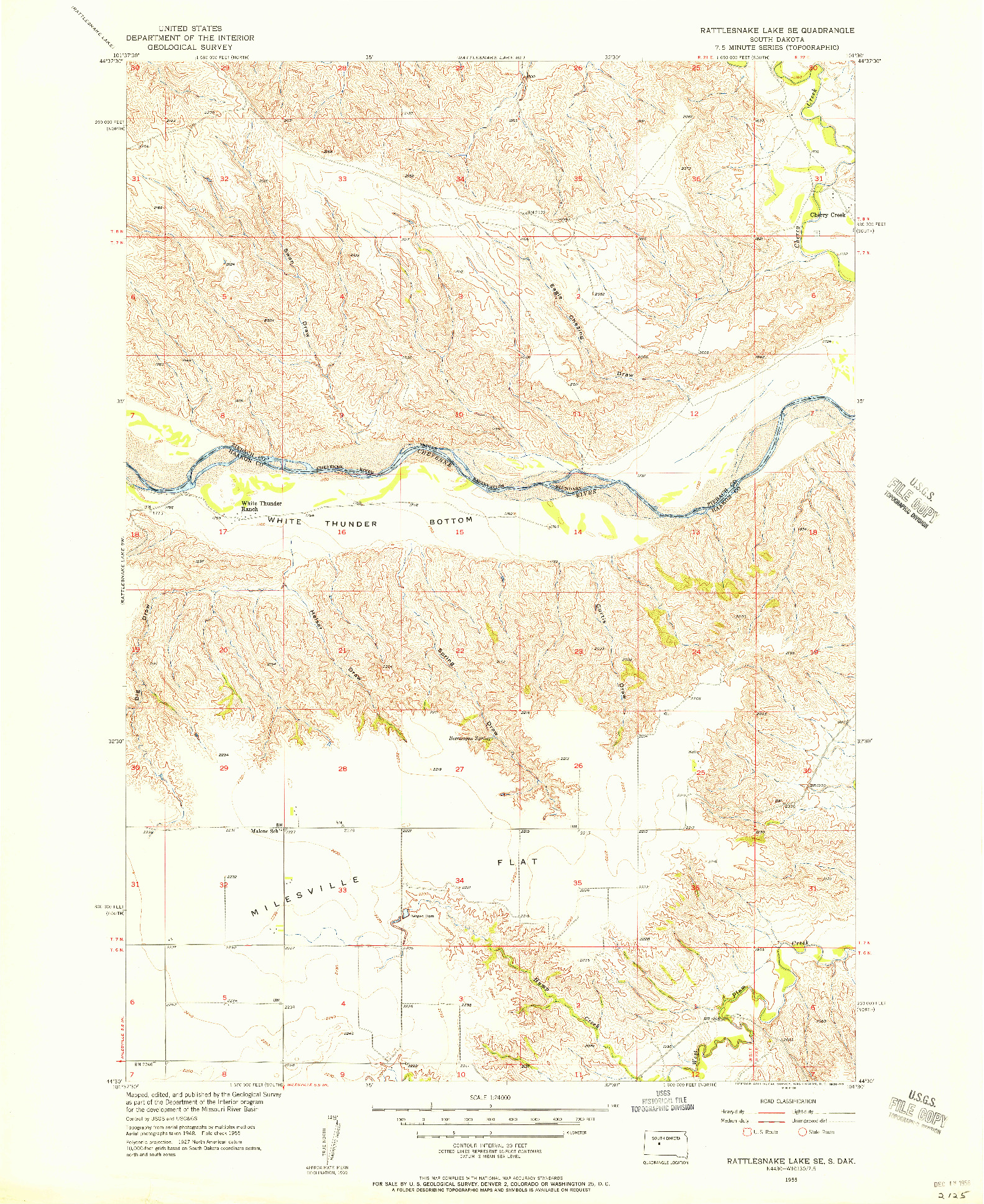 USGS 1:24000-SCALE QUADRANGLE FOR RATTLESNAKE LAKE SE, SD 1955