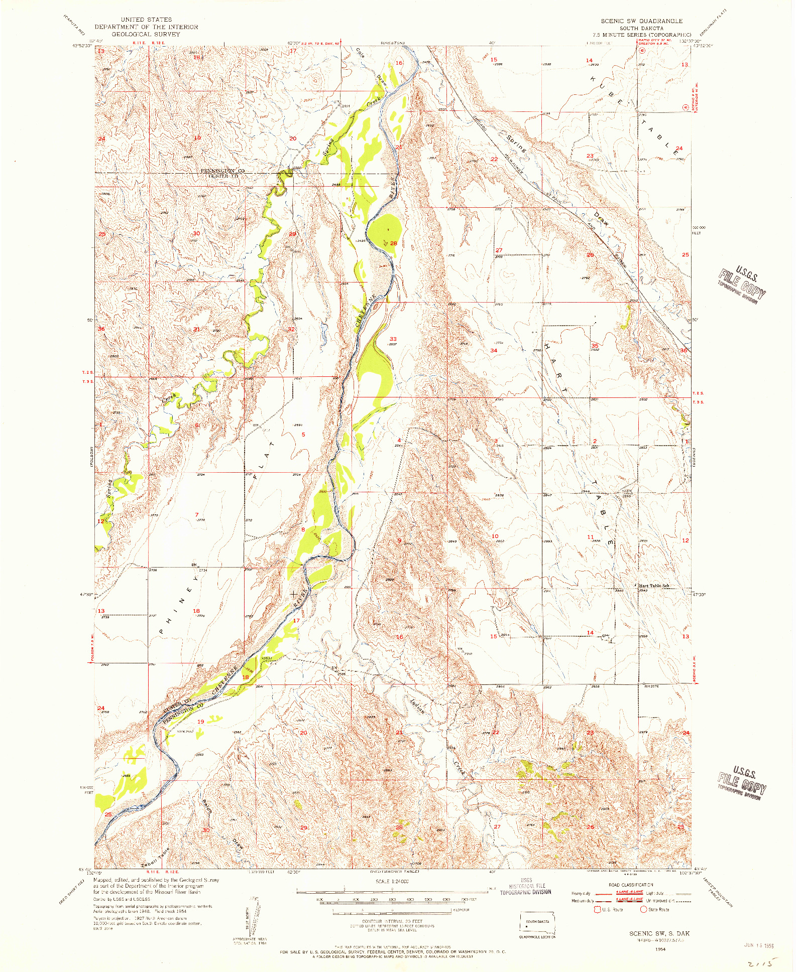 USGS 1:24000-SCALE QUADRANGLE FOR SCENIC SW, SD 1954