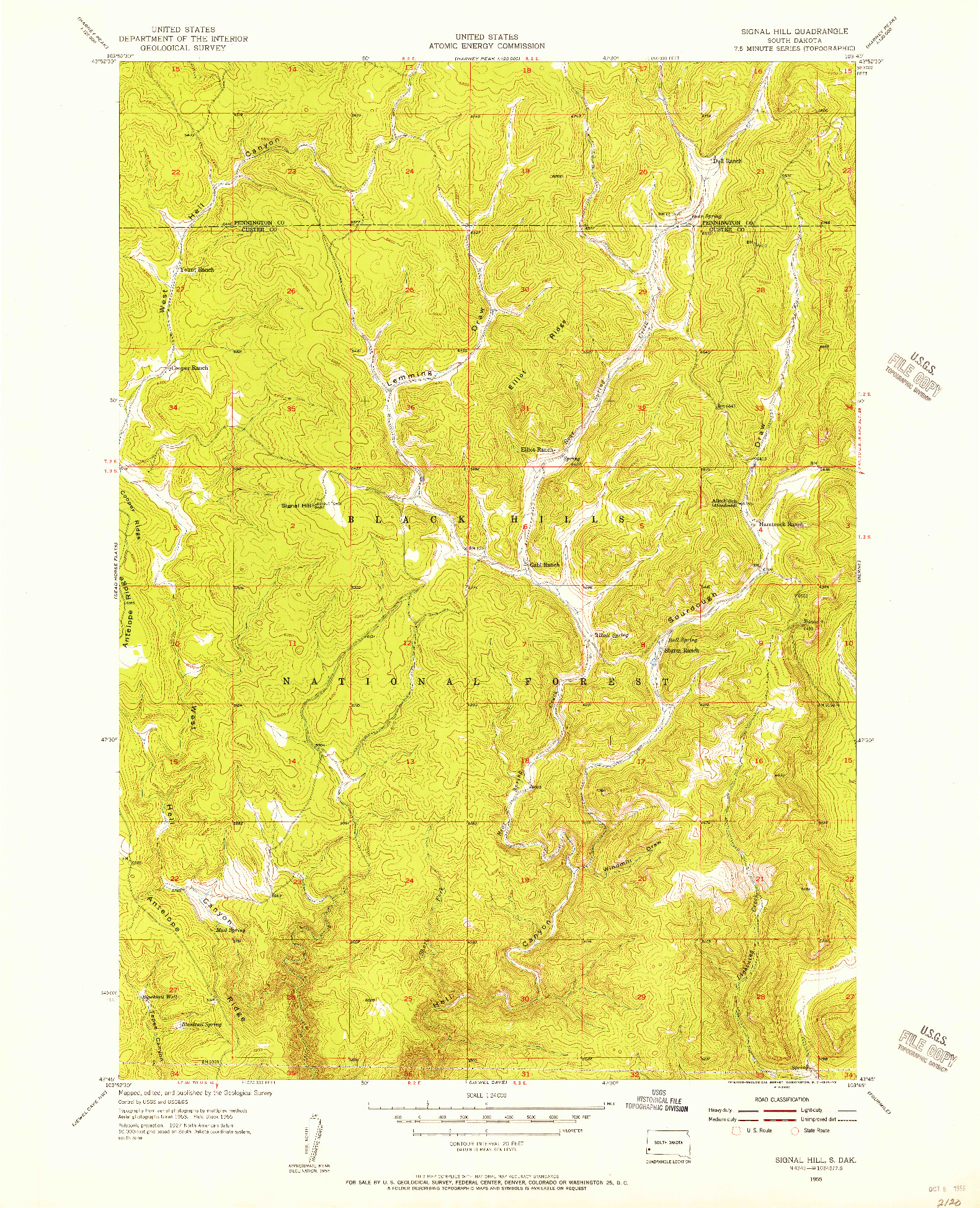 USGS 1:24000-SCALE QUADRANGLE FOR SIGNAL HILL, SD 1955