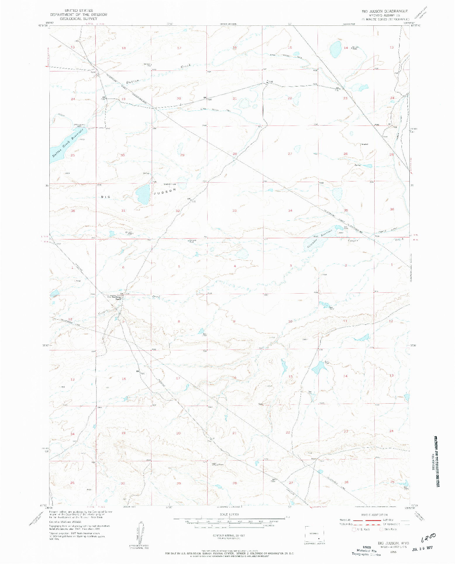 USGS 1:24000-SCALE QUADRANGLE FOR BIG JUDSON, WY 1955