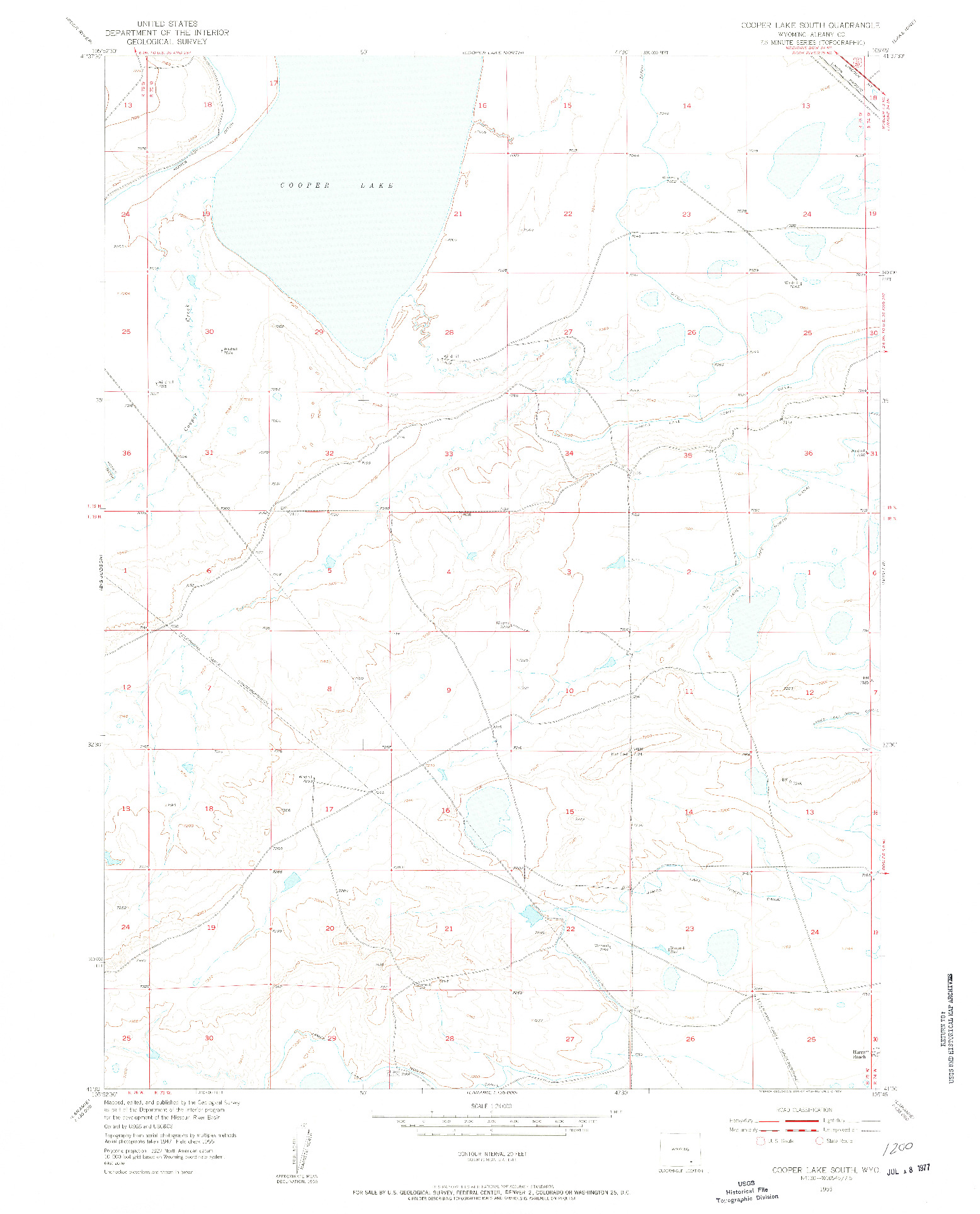 USGS 1:24000-SCALE QUADRANGLE FOR COOPER LAKE SOUTH, WY 1955