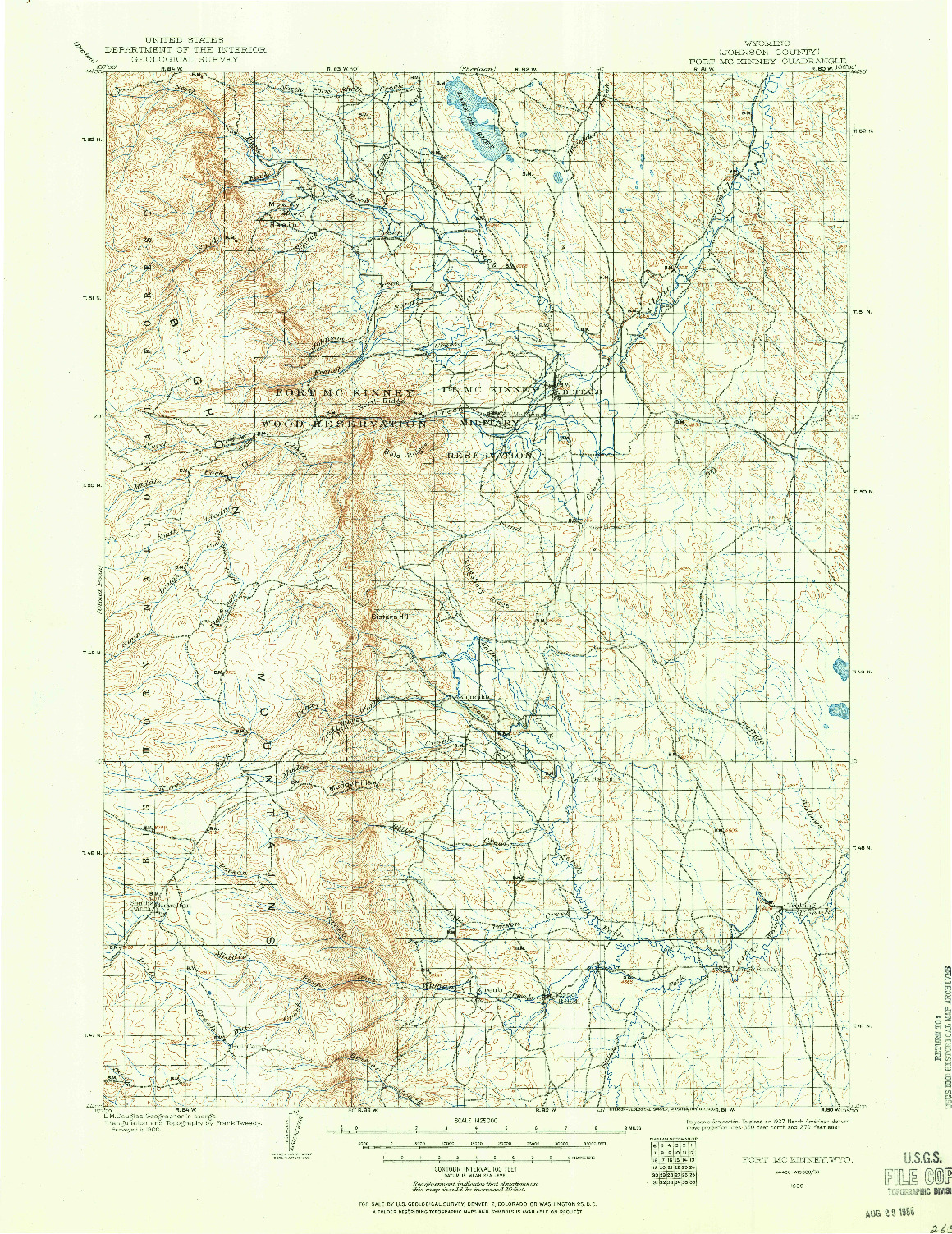 USGS 1:125000-SCALE QUADRANGLE FOR FORT MCKINNEY, WY 1900