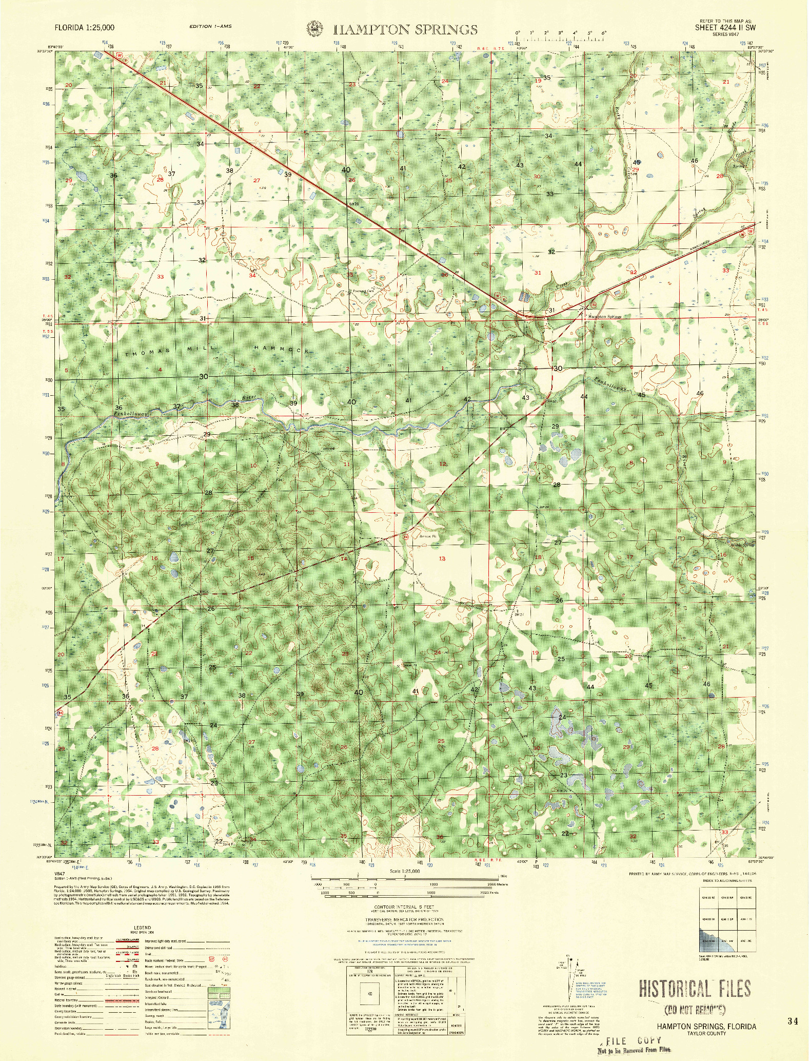 USGS 1:25000-SCALE QUADRANGLE FOR HAMPTON SPRINGS, FL 1956