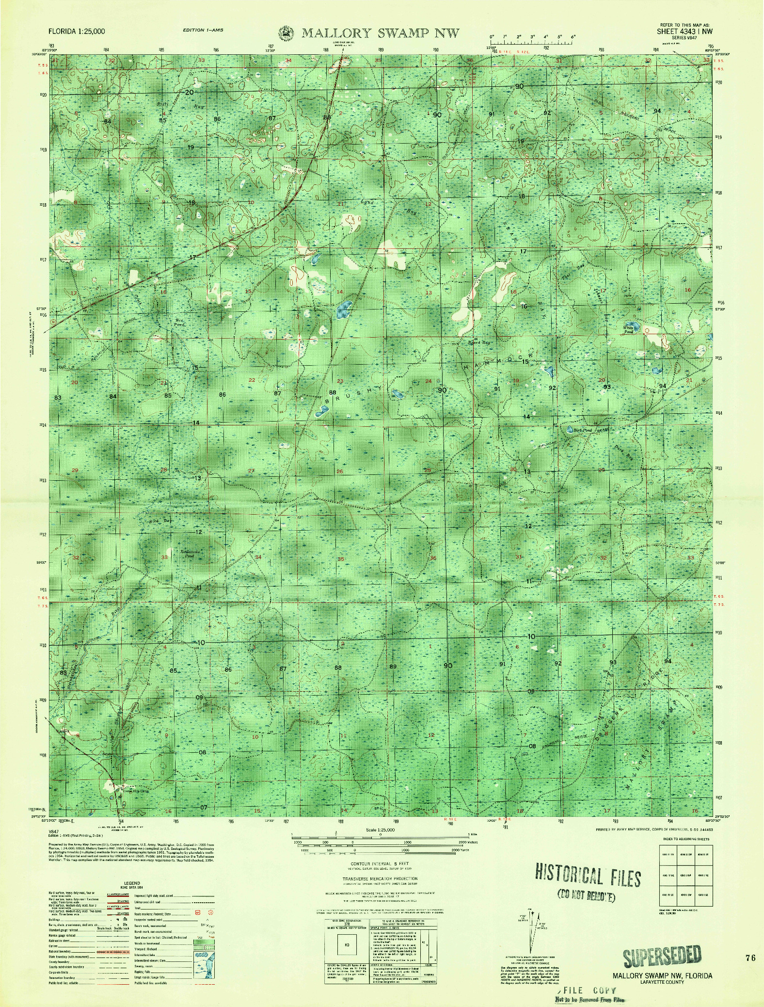 USGS 1:25000-SCALE QUADRANGLE FOR MALLORY SWAMP NW, FL 1956
