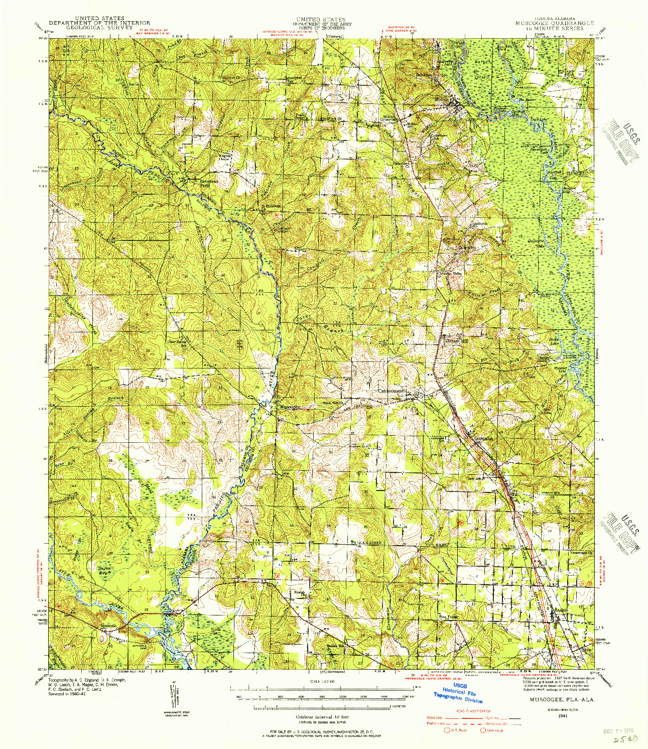 USGS 1:62500-SCALE QUADRANGLE FOR MUSCOGEE, FL 1941