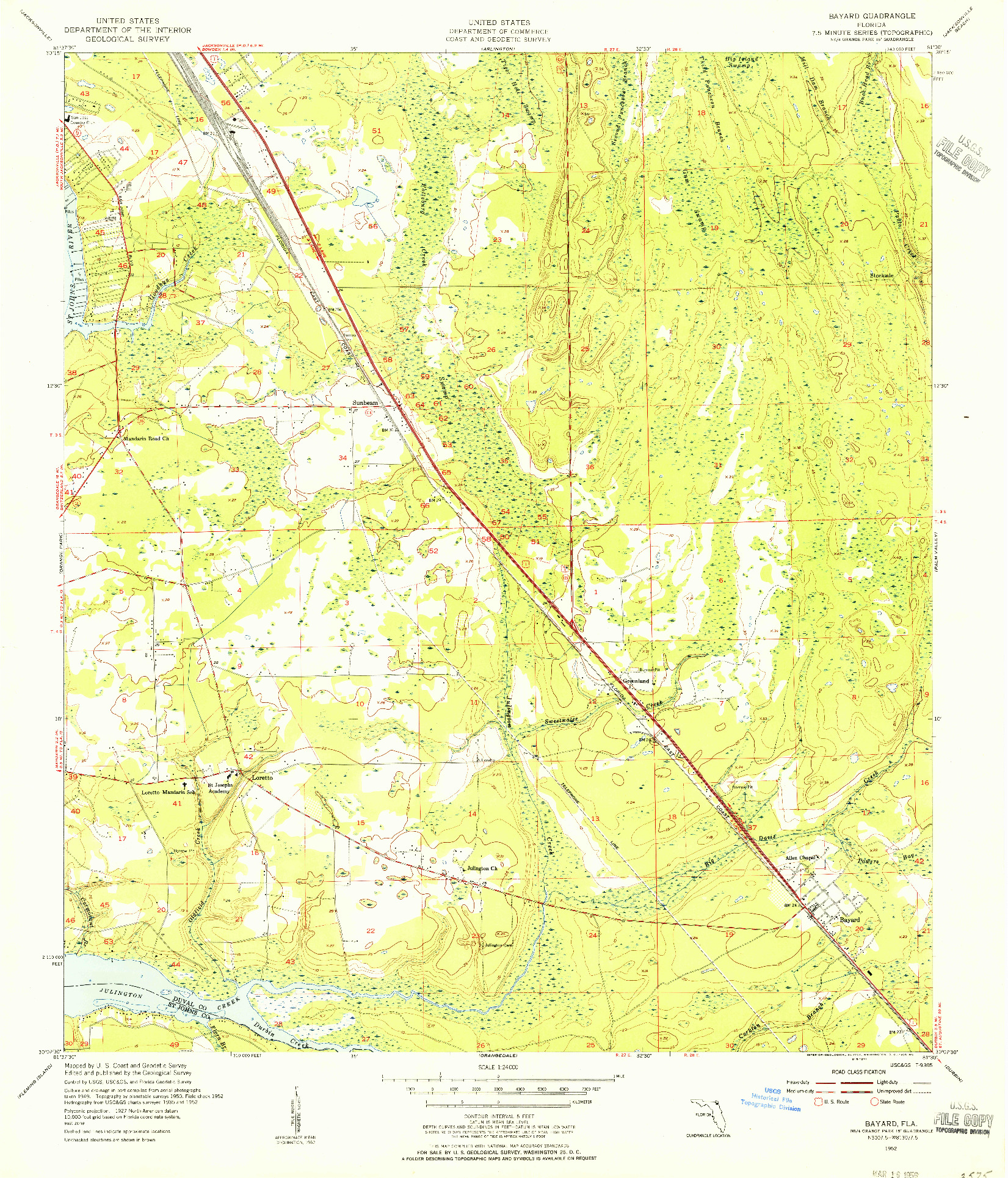 USGS 1:24000-SCALE QUADRANGLE FOR BAYARD, FL 1952