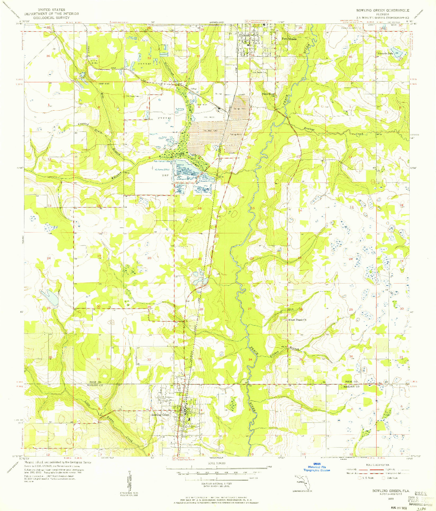 USGS 1:24000-SCALE QUADRANGLE FOR BOWLING GREEN, FL 1955