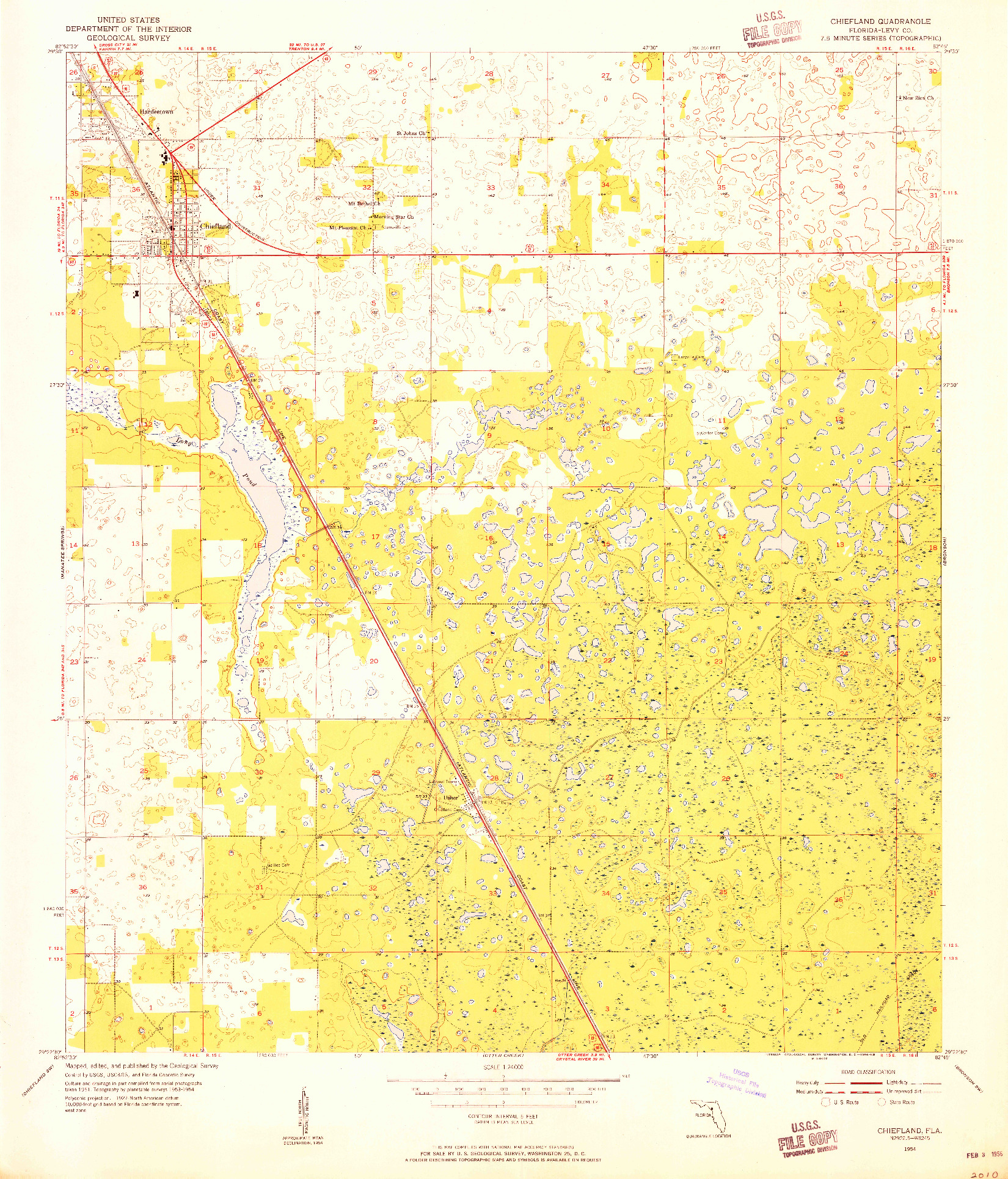 USGS 1:24000-SCALE QUADRANGLE FOR CHIEFLAND, FL 1954