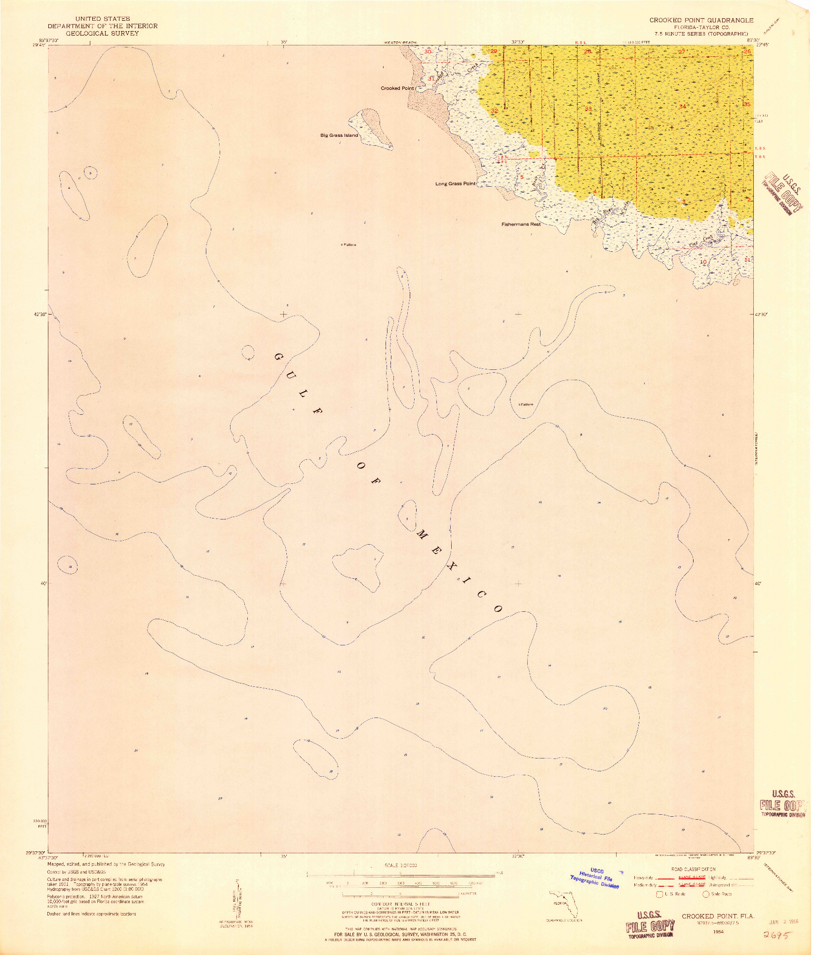 USGS 1:24000-SCALE QUADRANGLE FOR CROOKED POINT, FL 1954