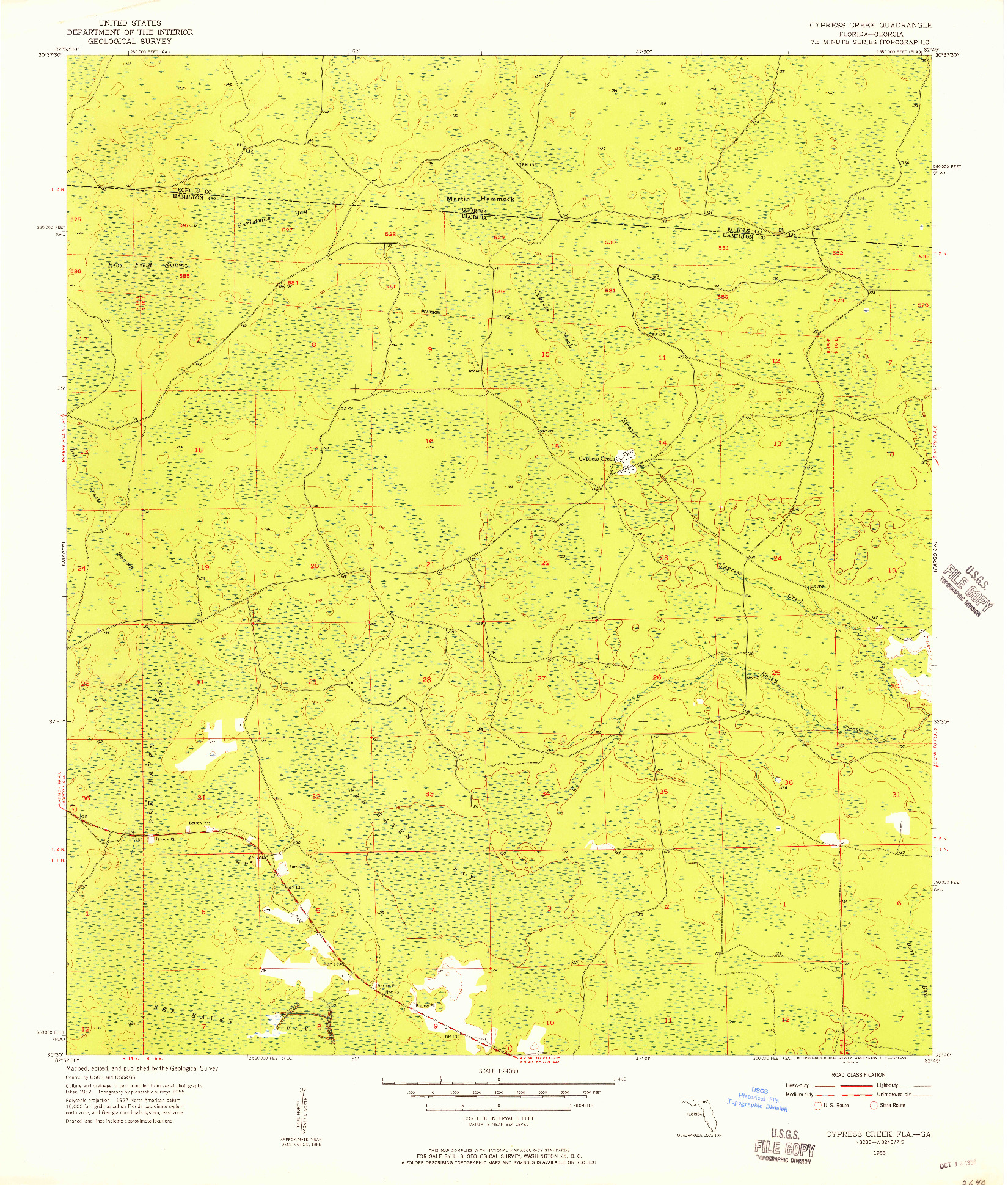 USGS 1:24000-SCALE QUADRANGLE FOR CYPRESS CREEK, FL 1955