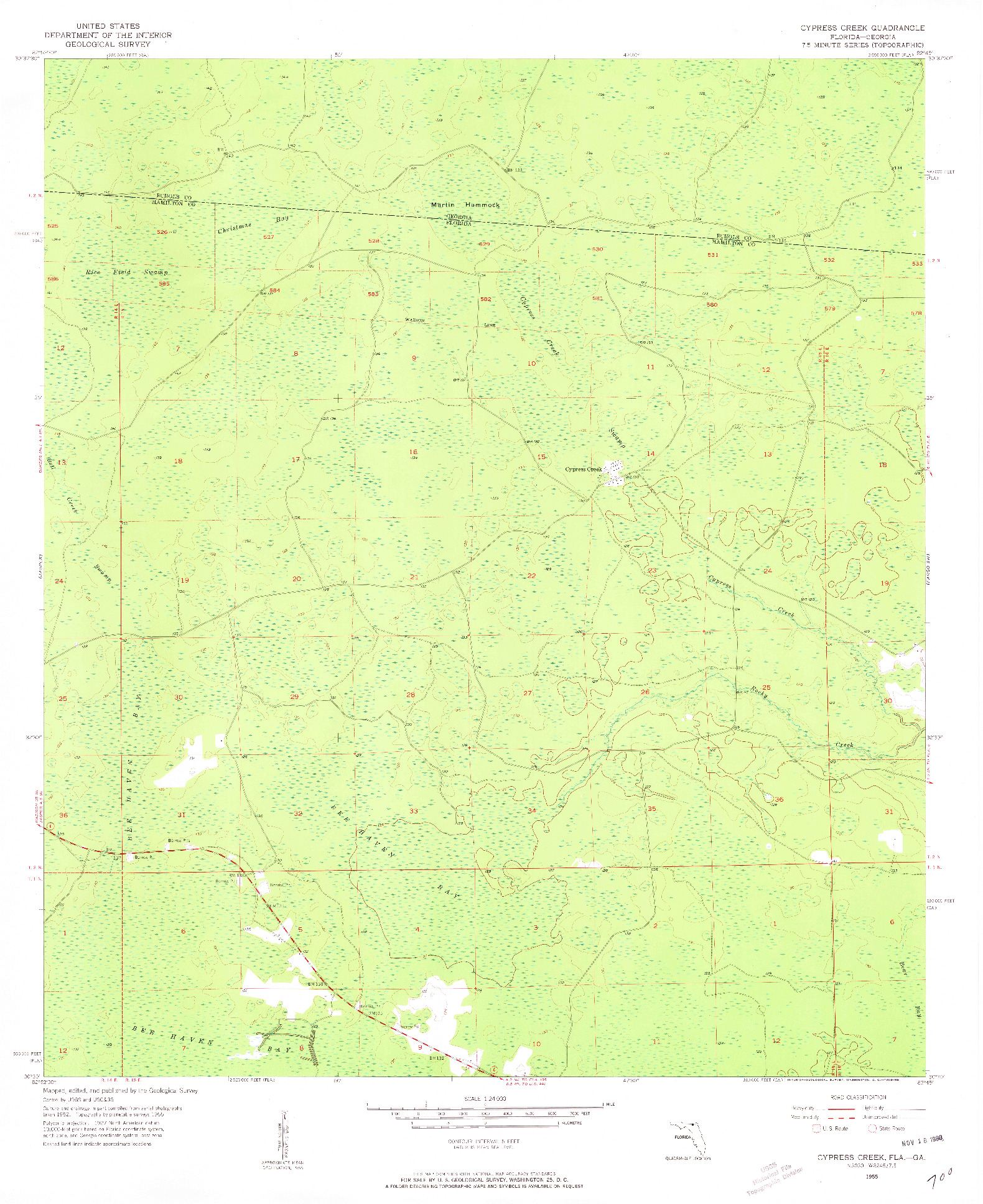 USGS 1:24000-SCALE QUADRANGLE FOR CYPRESS CREEK, FL 1955