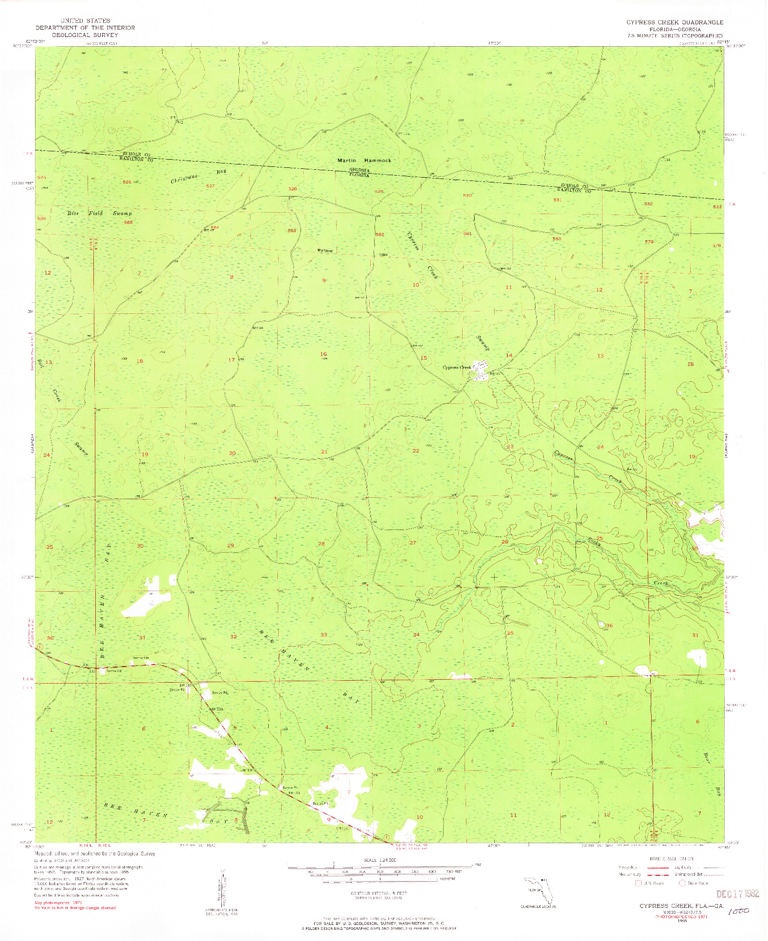 USGS 1:24000-SCALE QUADRANGLE FOR CYPRESS CREEK, FL 1955