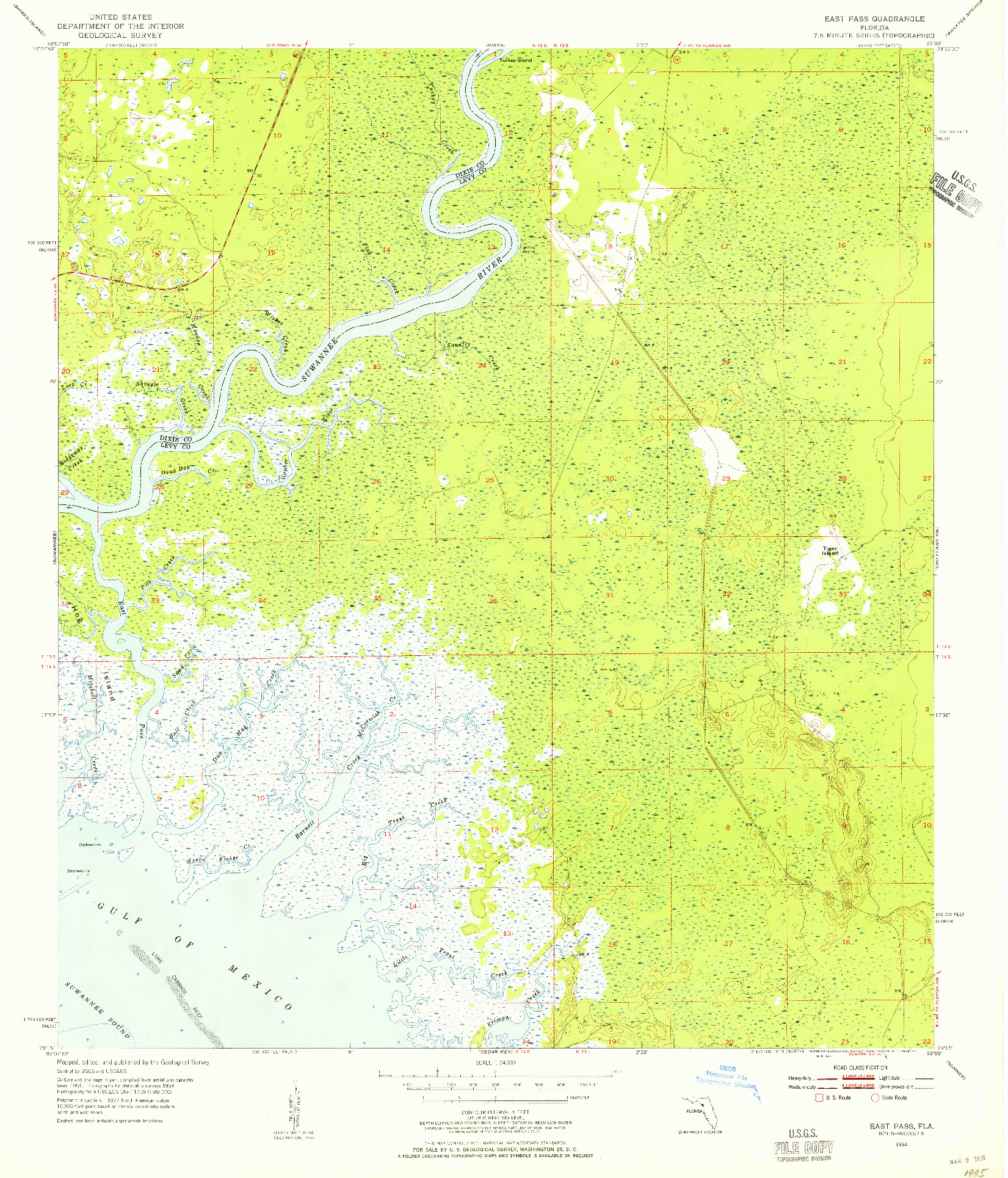 USGS 1:24000-SCALE QUADRANGLE FOR EAST PASS, FL 1954