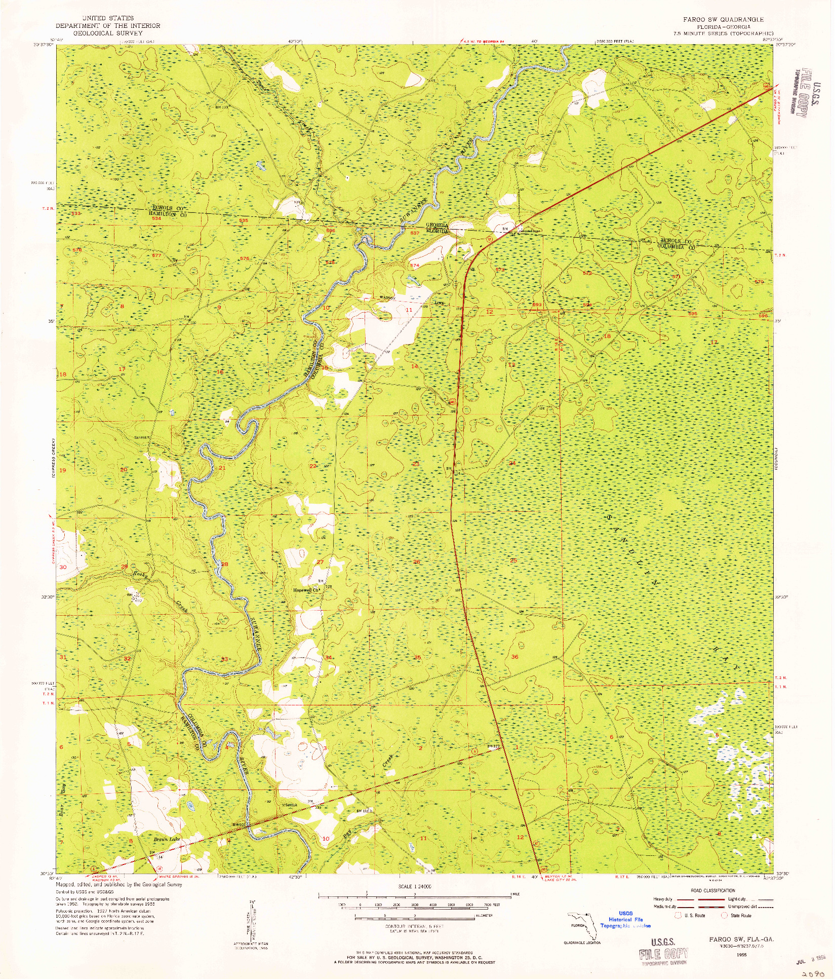 USGS 1:24000-SCALE QUADRANGLE FOR FARGO SW, FL 1955