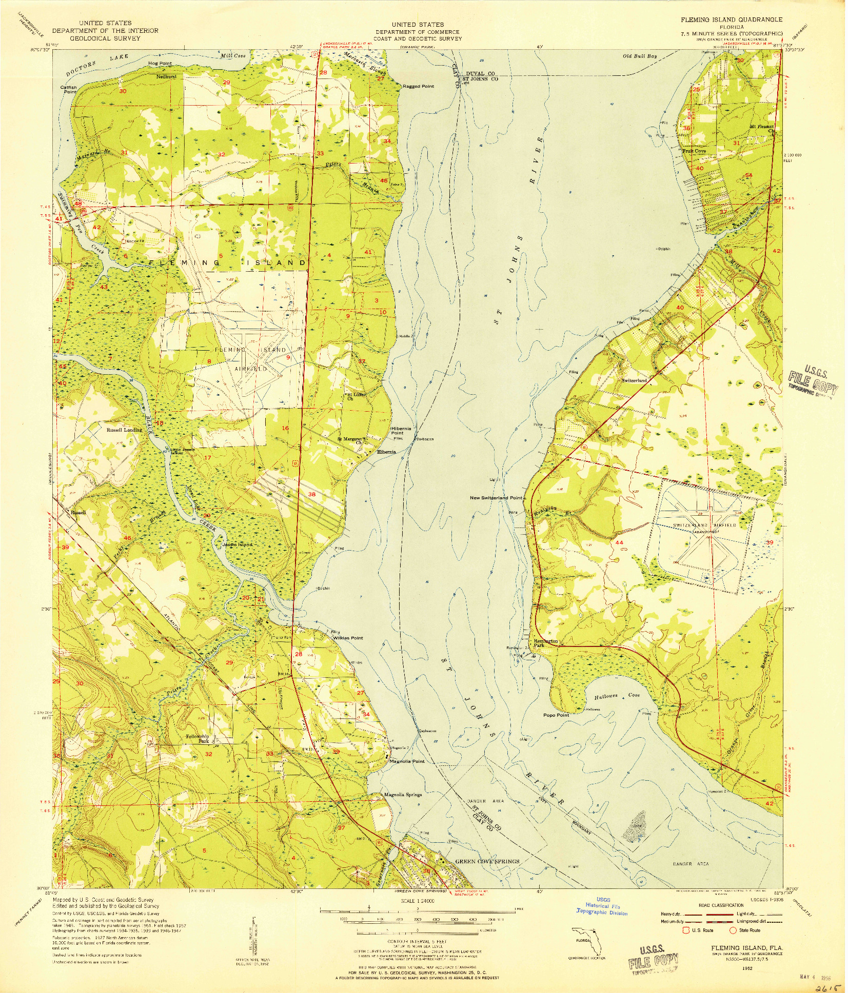 USGS 1:24000-SCALE QUADRANGLE FOR FLEMING ISLAND, FL 1952