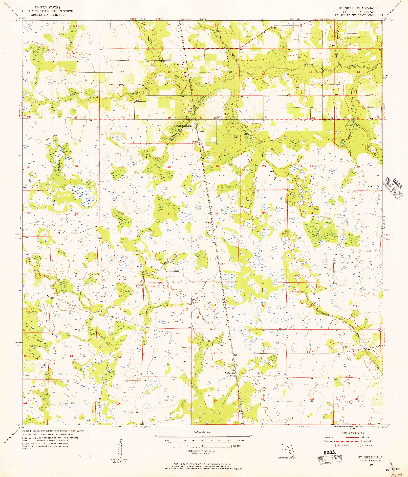 USGS 1:24000-SCALE QUADRANGLE FOR FT. GREEN, FL 1955