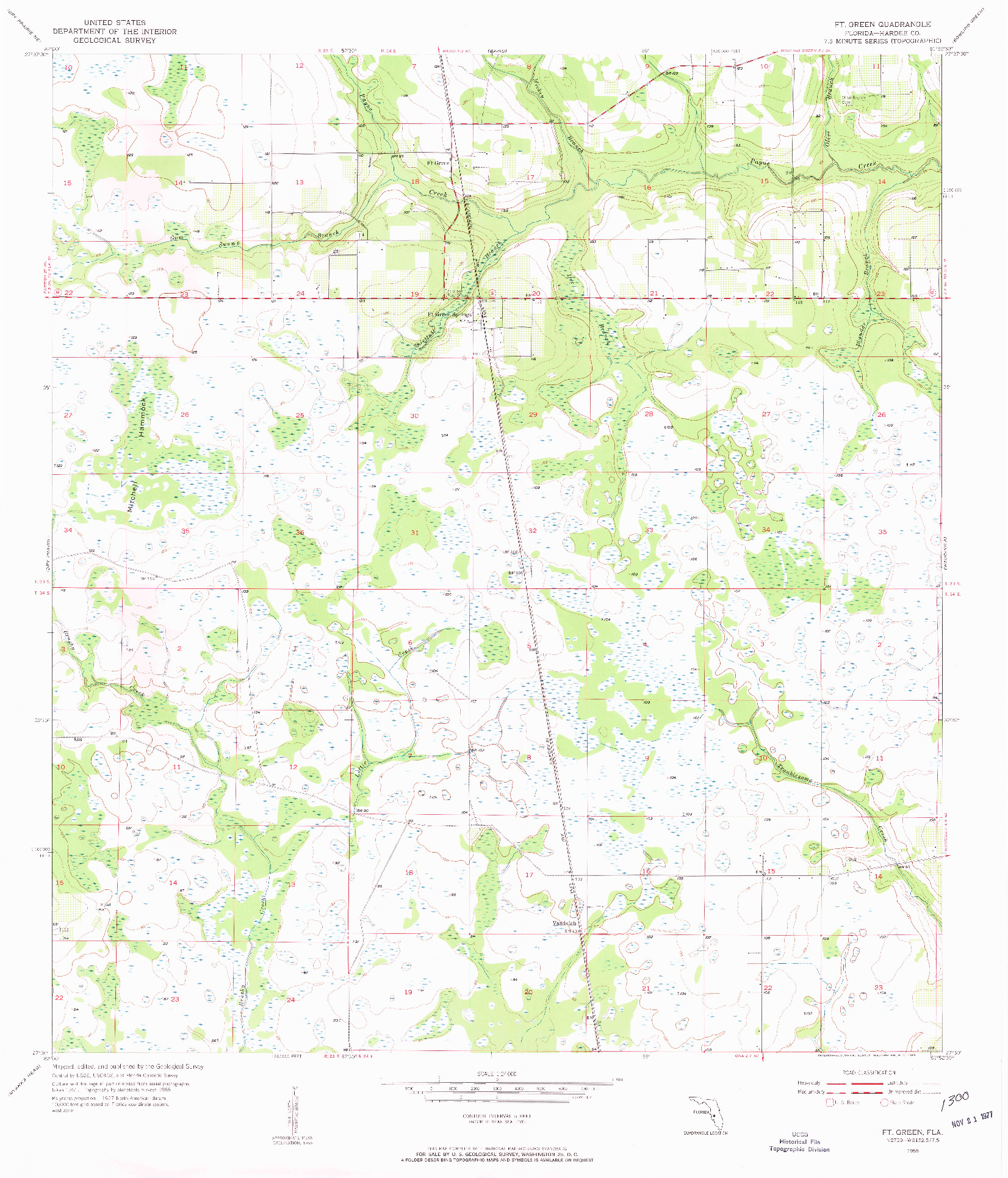 USGS 1:24000-SCALE QUADRANGLE FOR FT. GREEN, FL 1955