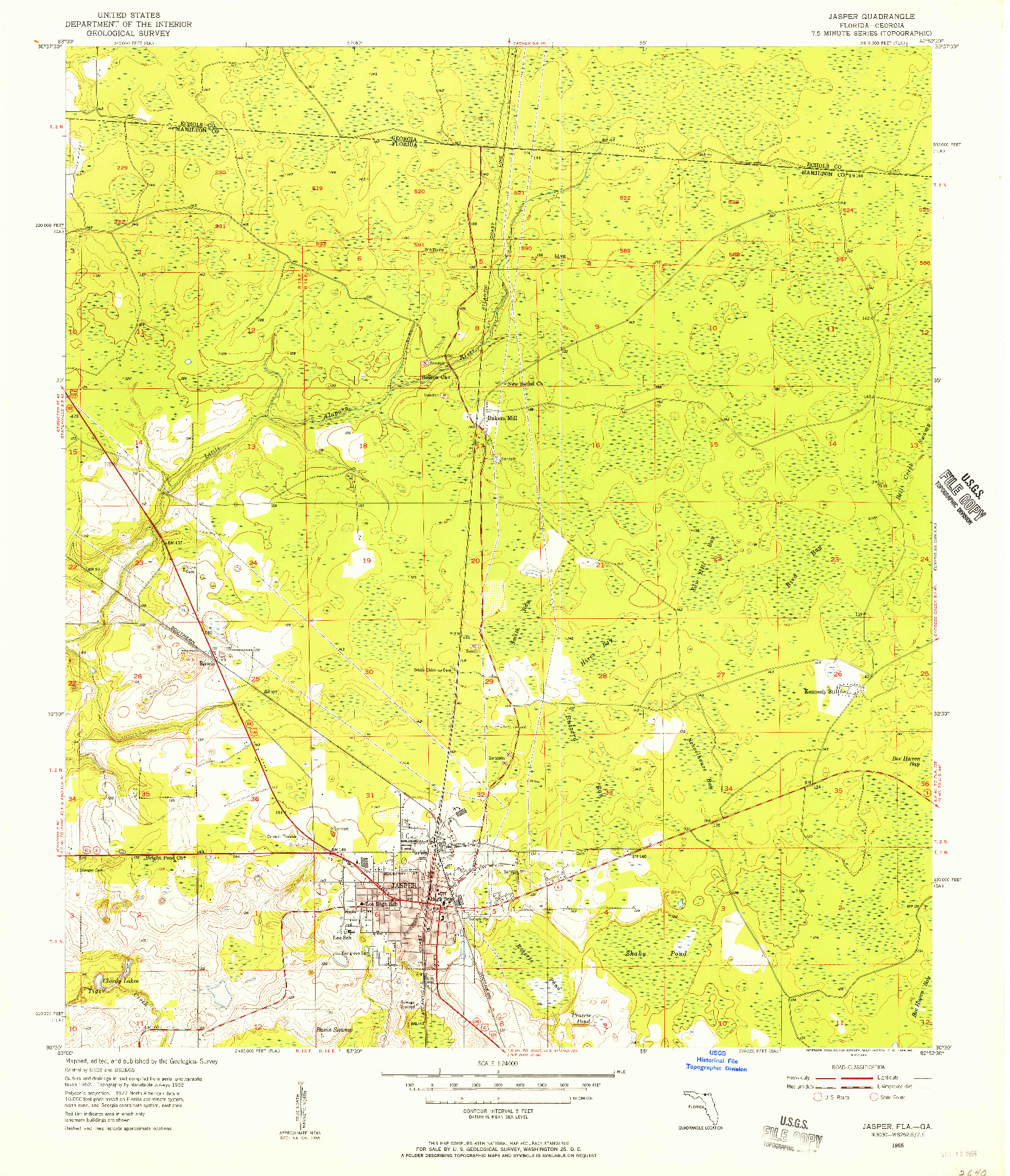 USGS 1:24000-SCALE QUADRANGLE FOR JASPER, FL 1955