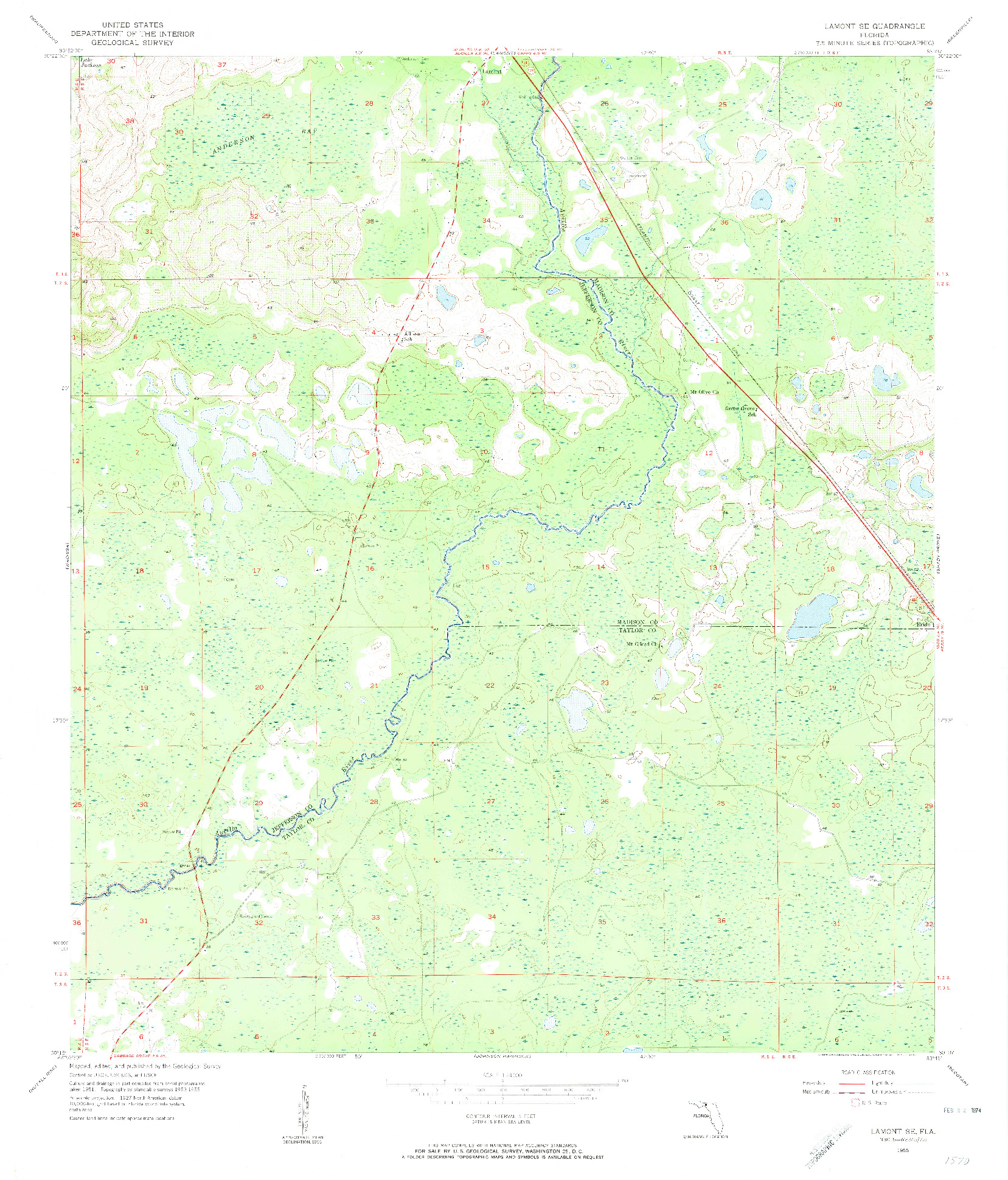 USGS 1:24000-SCALE QUADRANGLE FOR LAMONT SE, FL 1955