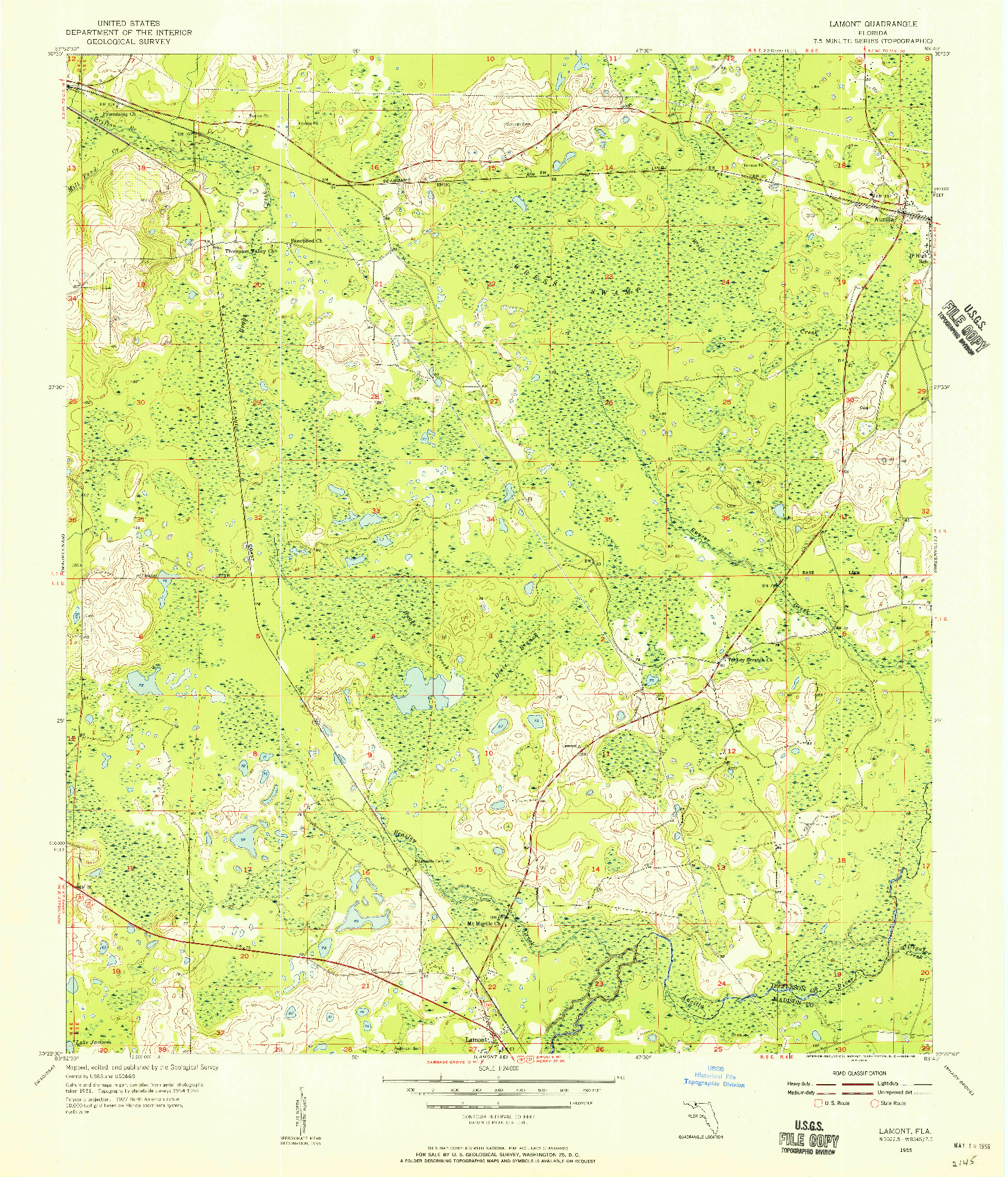 USGS 1:24000-SCALE QUADRANGLE FOR LAMONT, FL 1955