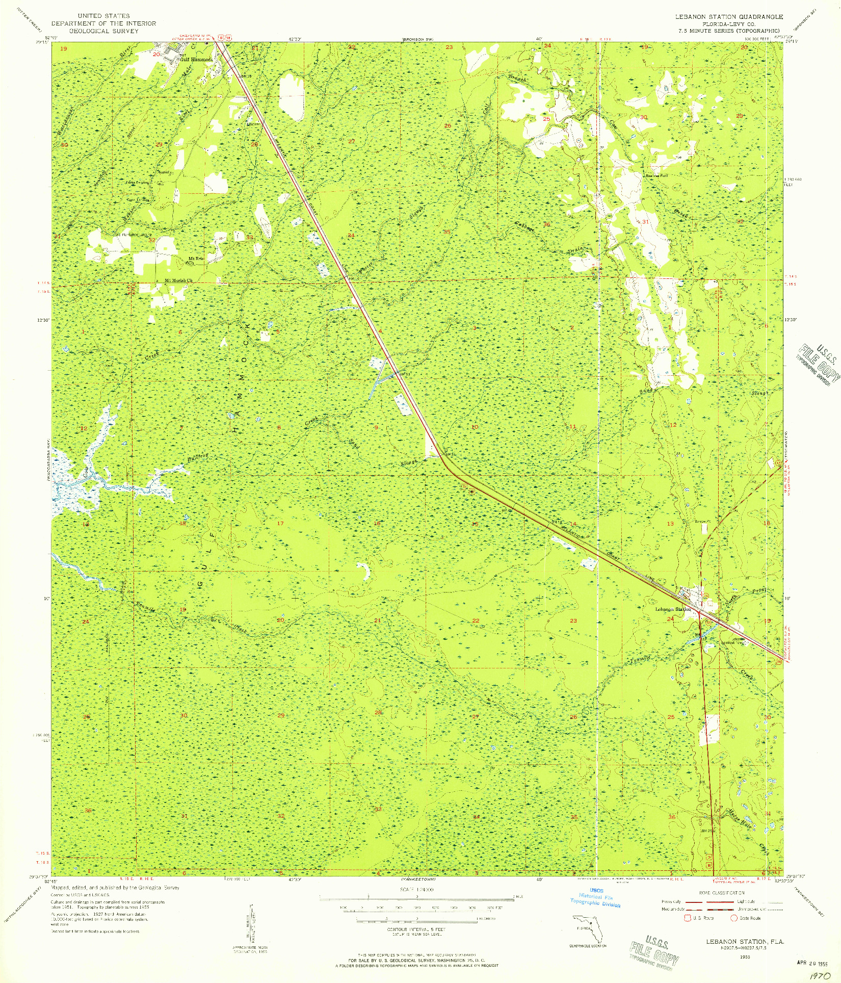 USGS 1:24000-SCALE QUADRANGLE FOR LEBANON STATION, FL 1955
