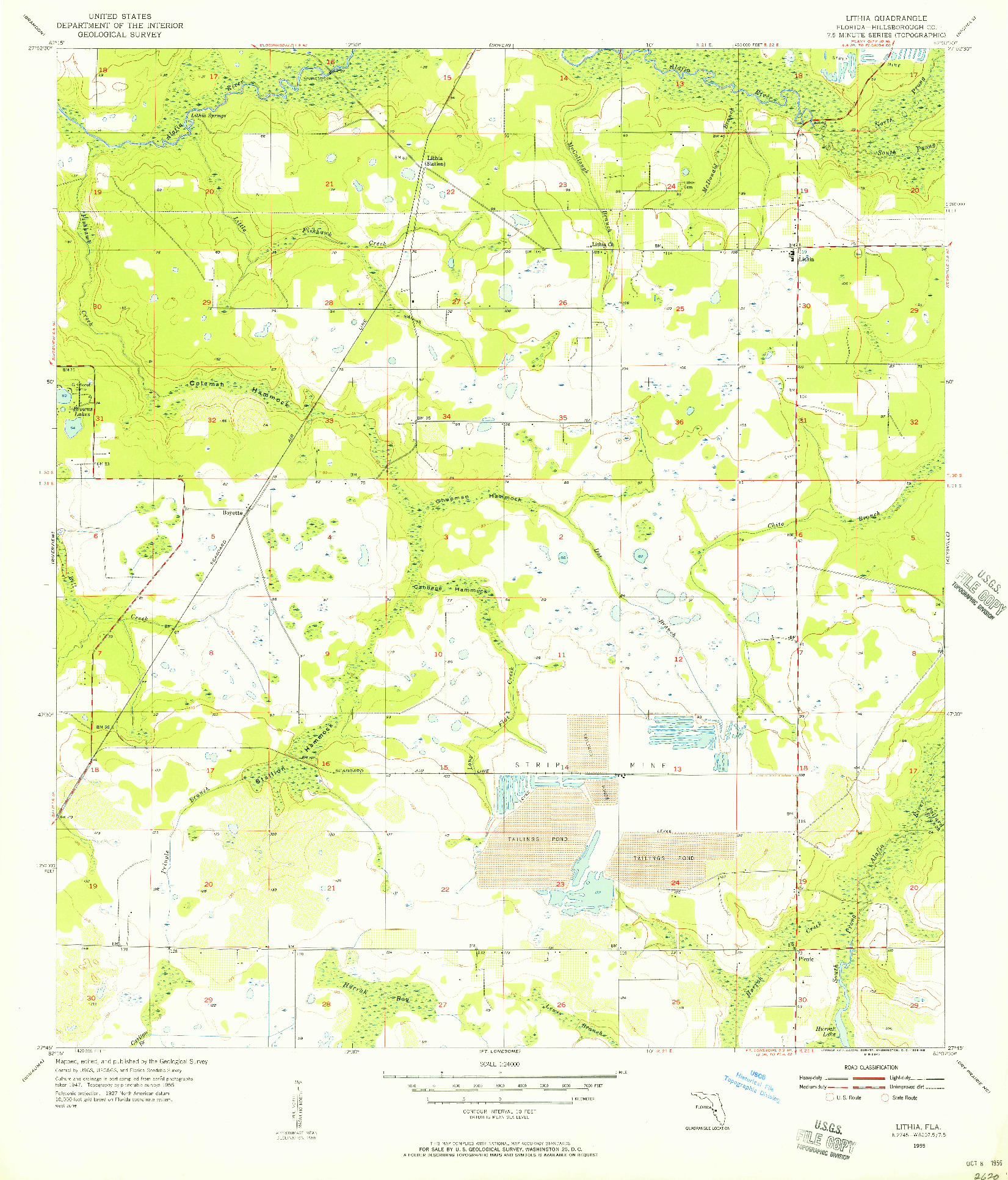 USGS 1:24000-SCALE QUADRANGLE FOR LITHIA, FL 1955