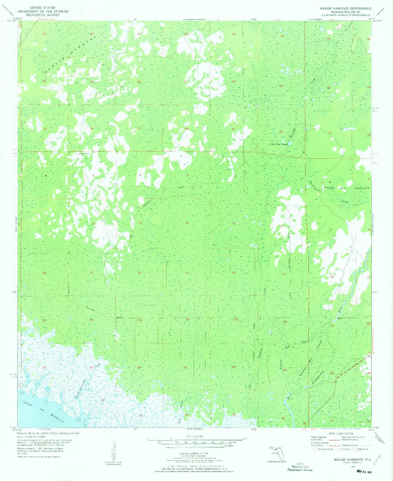 USGS 1:24000-SCALE QUADRANGLE FOR MANLIN HAMMOCK, FL 1955