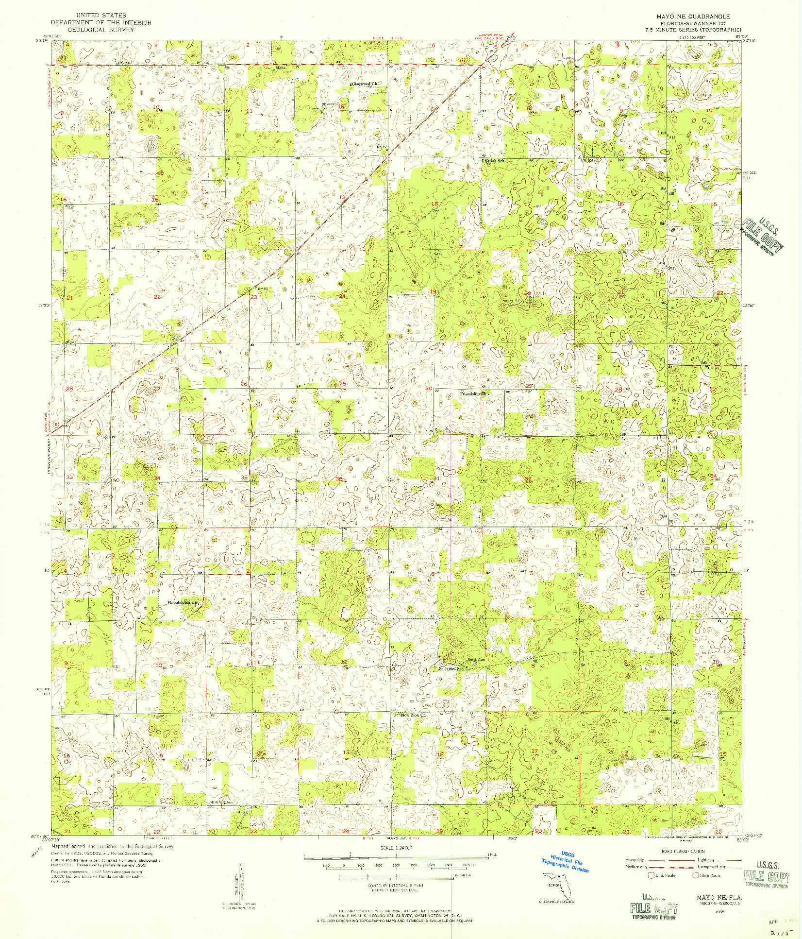 USGS 1:24000-SCALE QUADRANGLE FOR MAYO NE, FL 1955