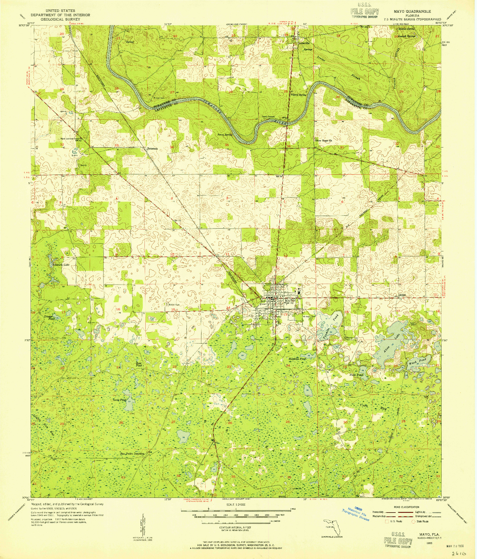 USGS 1:24000-SCALE QUADRANGLE FOR MAYO, FL 1955