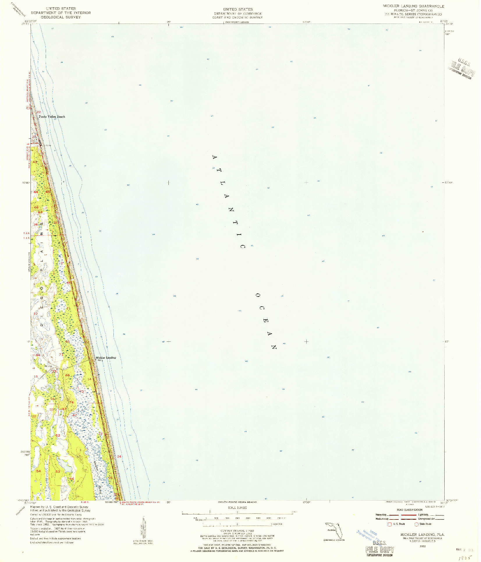 USGS 1:24000-SCALE QUADRANGLE FOR MICKLER LANDING, FL 1952