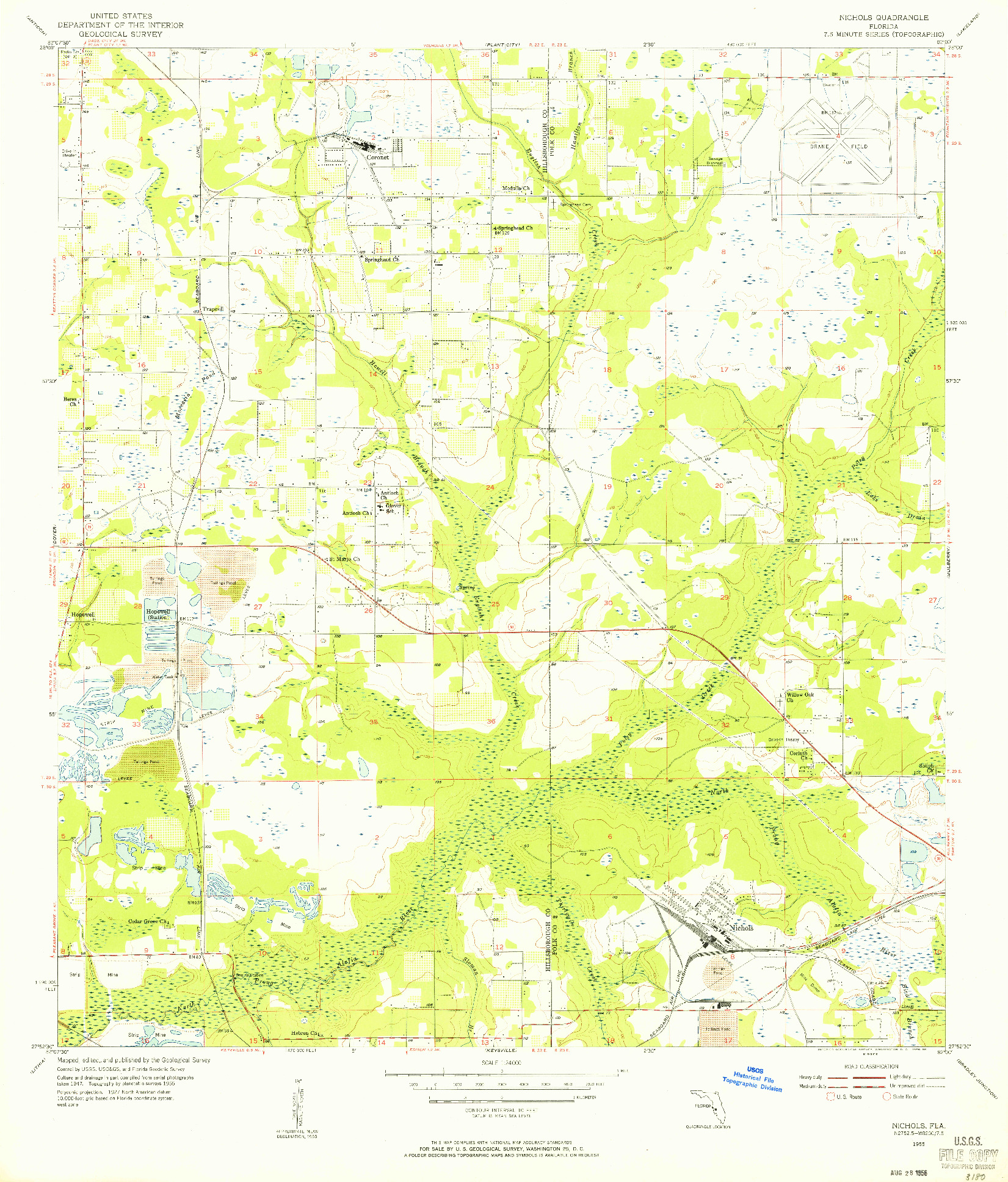 USGS 1:24000-SCALE QUADRANGLE FOR NICHOLS, FL 1955