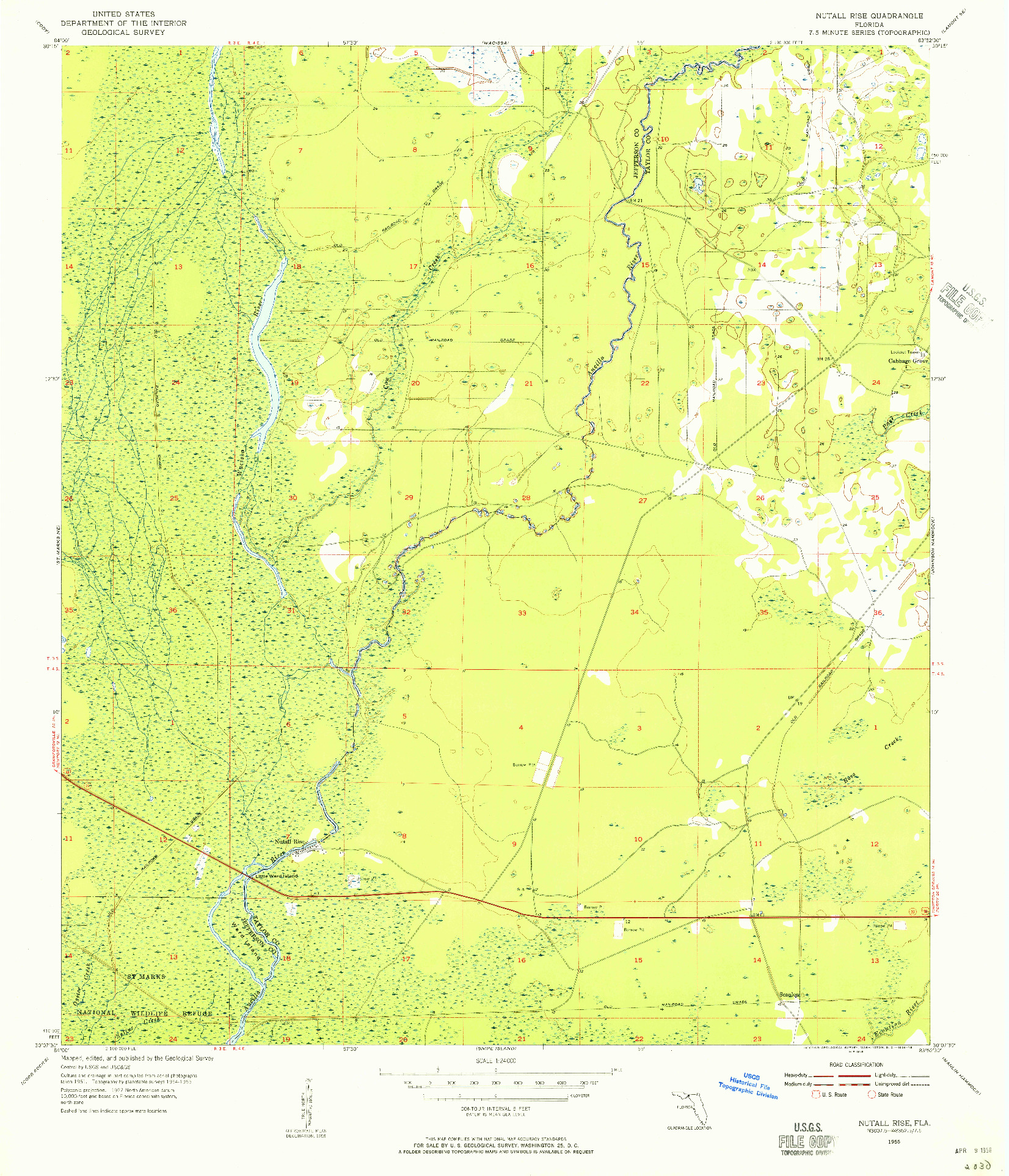 USGS 1:24000-SCALE QUADRANGLE FOR NUTALL RISE, FL 1955