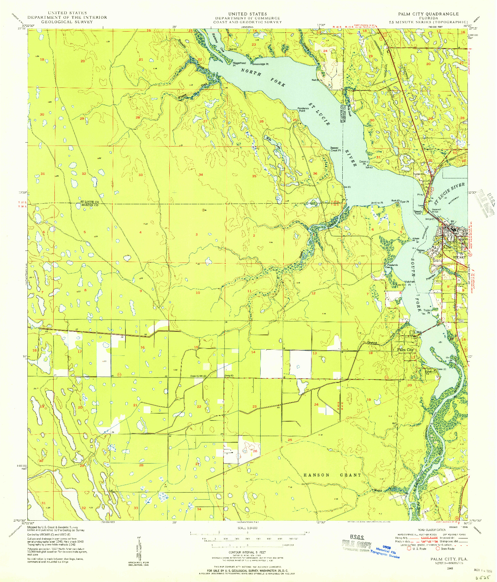USGS 1:24000-SCALE QUADRANGLE FOR PALM CITY, FL 1948