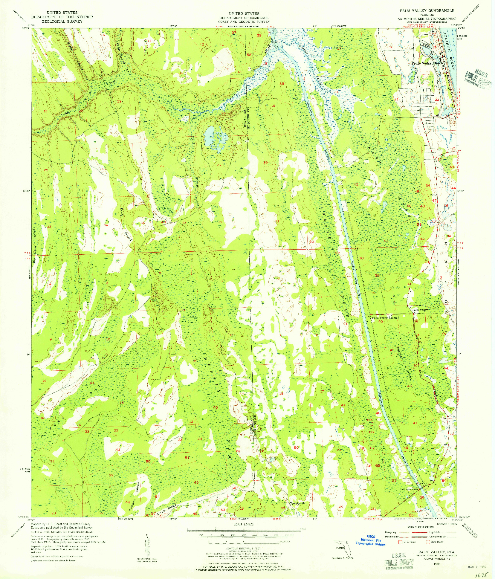 USGS 1:24000-SCALE QUADRANGLE FOR PALM VALLEY, FL 1952