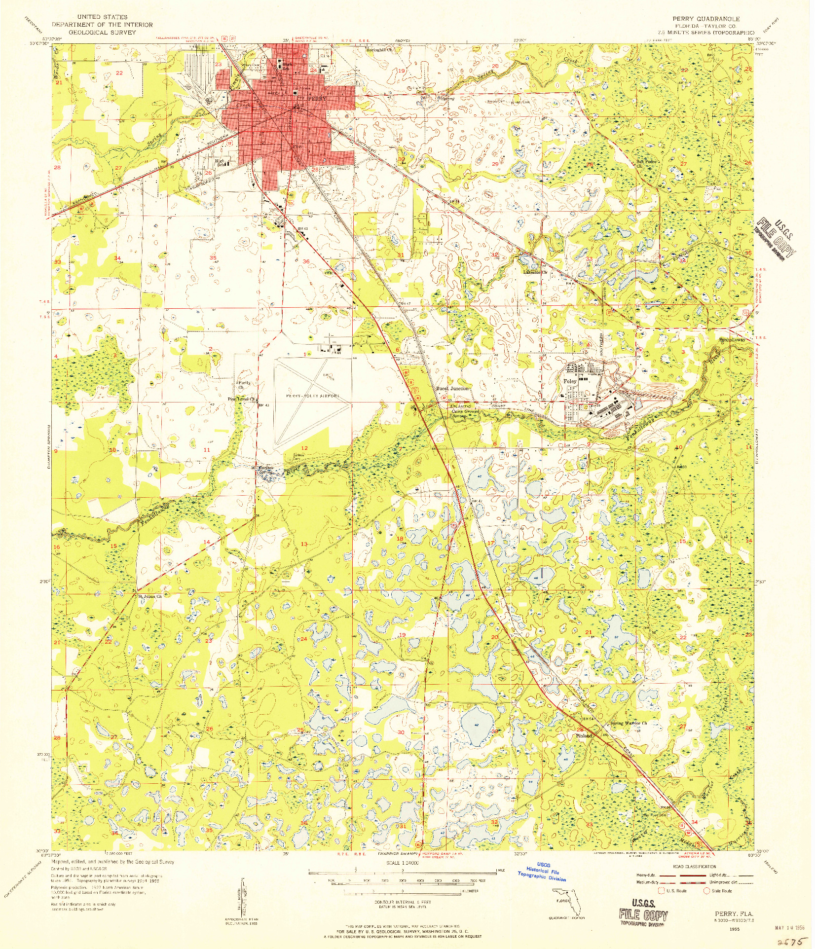 USGS 1:24000-SCALE QUADRANGLE FOR PERRY, FL 1955