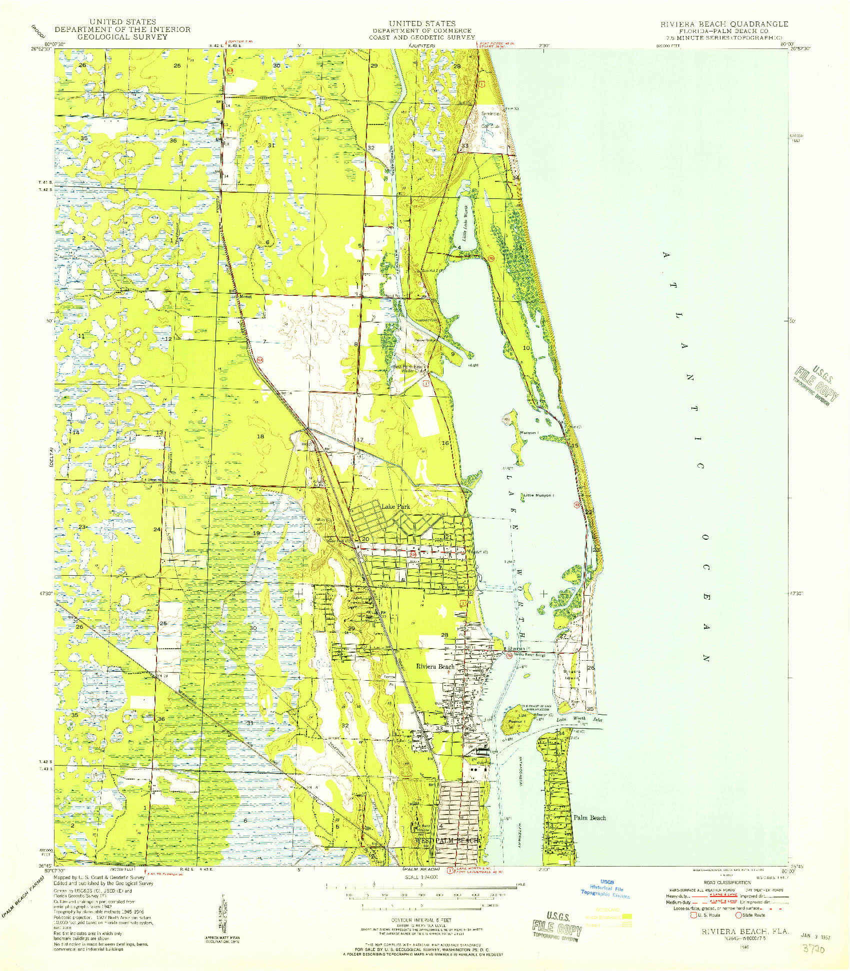 USGS 1:24000-SCALE QUADRANGLE FOR RIVIERA BEACH, FL 1946