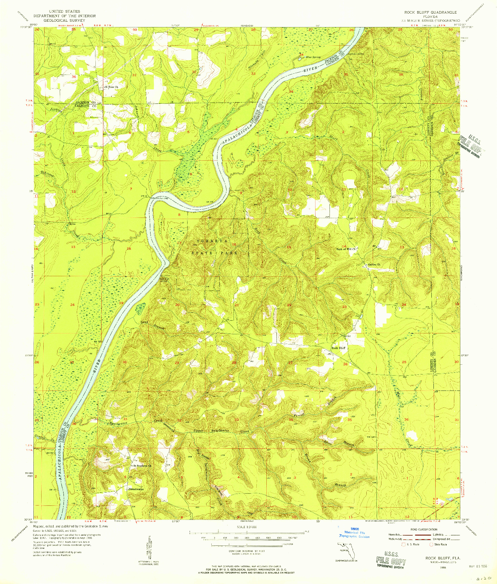 USGS 1:24000-SCALE QUADRANGLE FOR ROCK BLUFF, FL 1955