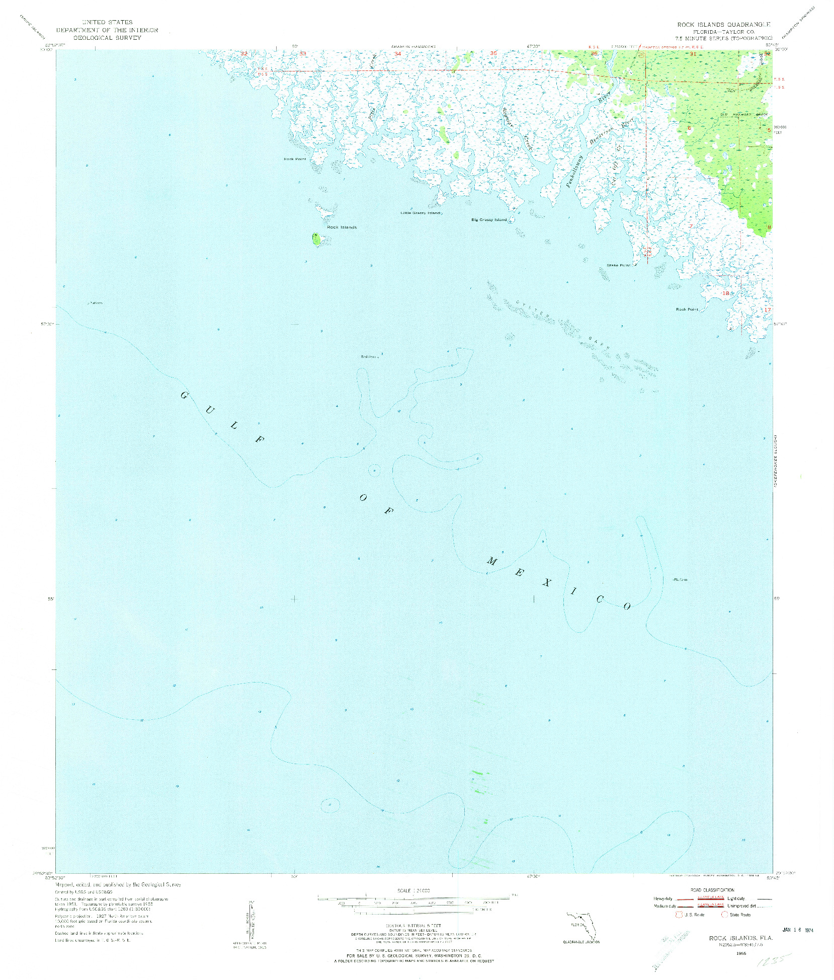USGS 1:24000-SCALE QUADRANGLE FOR ROCK ISLANDS, FL 1955