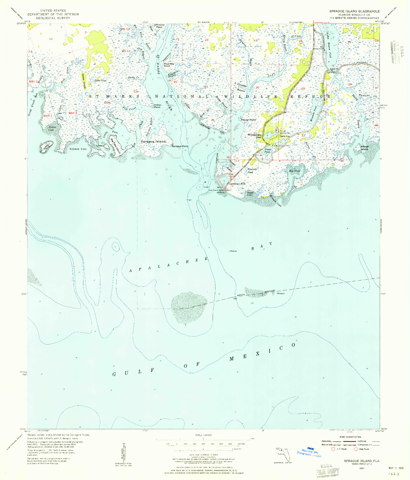 USGS 1:24000-SCALE QUADRANGLE FOR SPRAGUE ISLAND, FL 1954