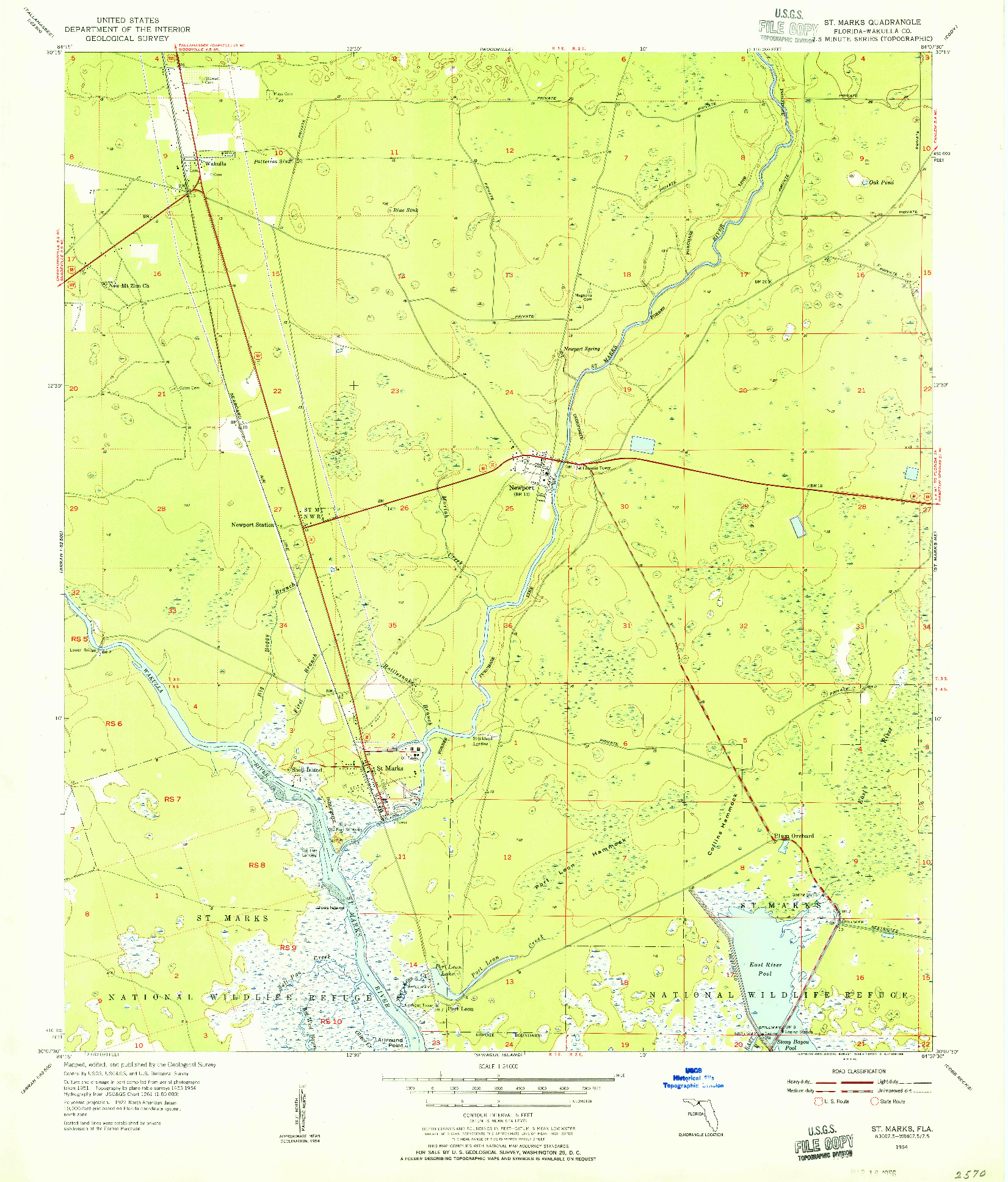 USGS 1:24000-SCALE QUADRANGLE FOR ST. MARKS, FL 1954