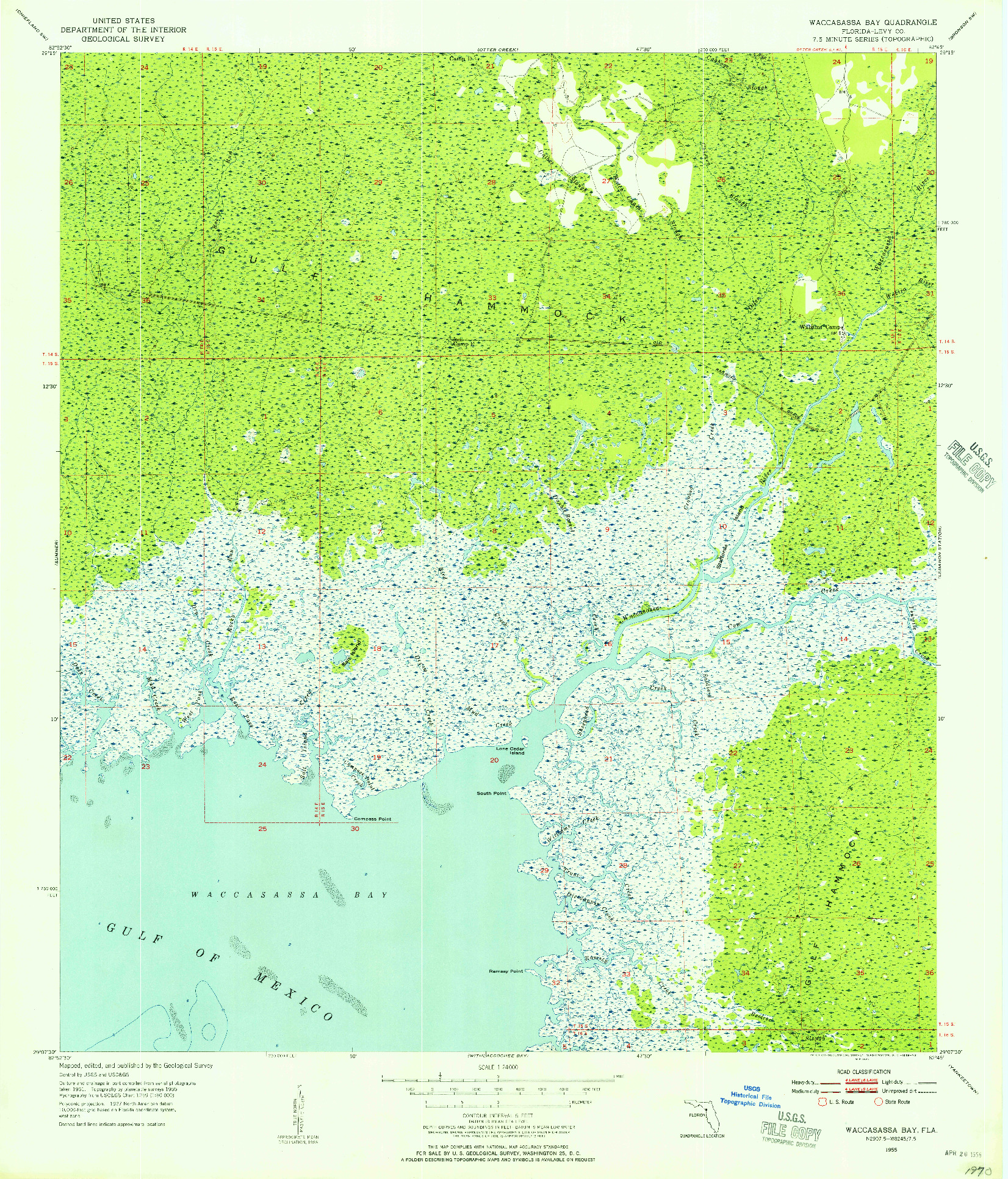 USGS 1:24000-SCALE QUADRANGLE FOR WACCASASSA BAY, FL 1955