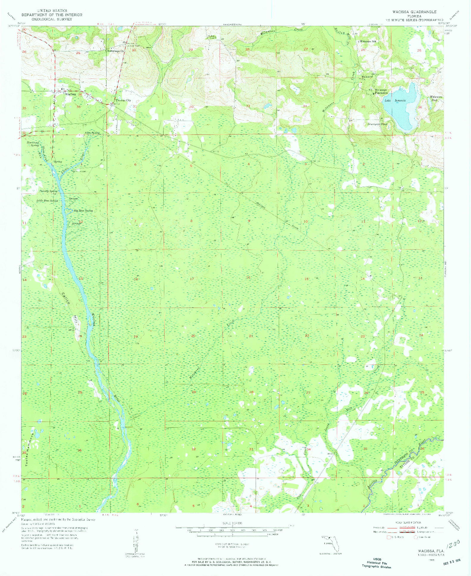 USGS 1:24000-SCALE QUADRANGLE FOR WACISSA, FL 1955