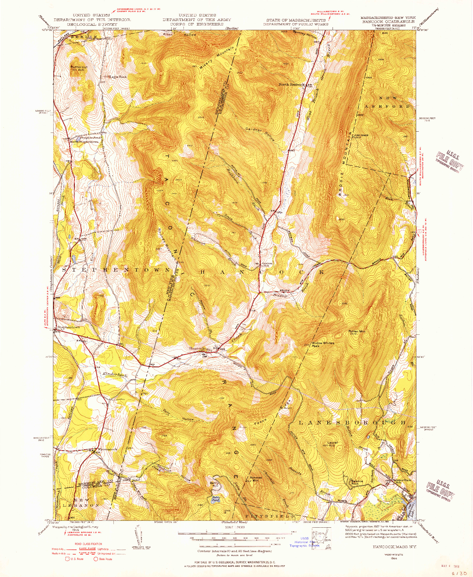 USGS 1:24000-SCALE QUADRANGLE FOR HANCOCK, MA 1944